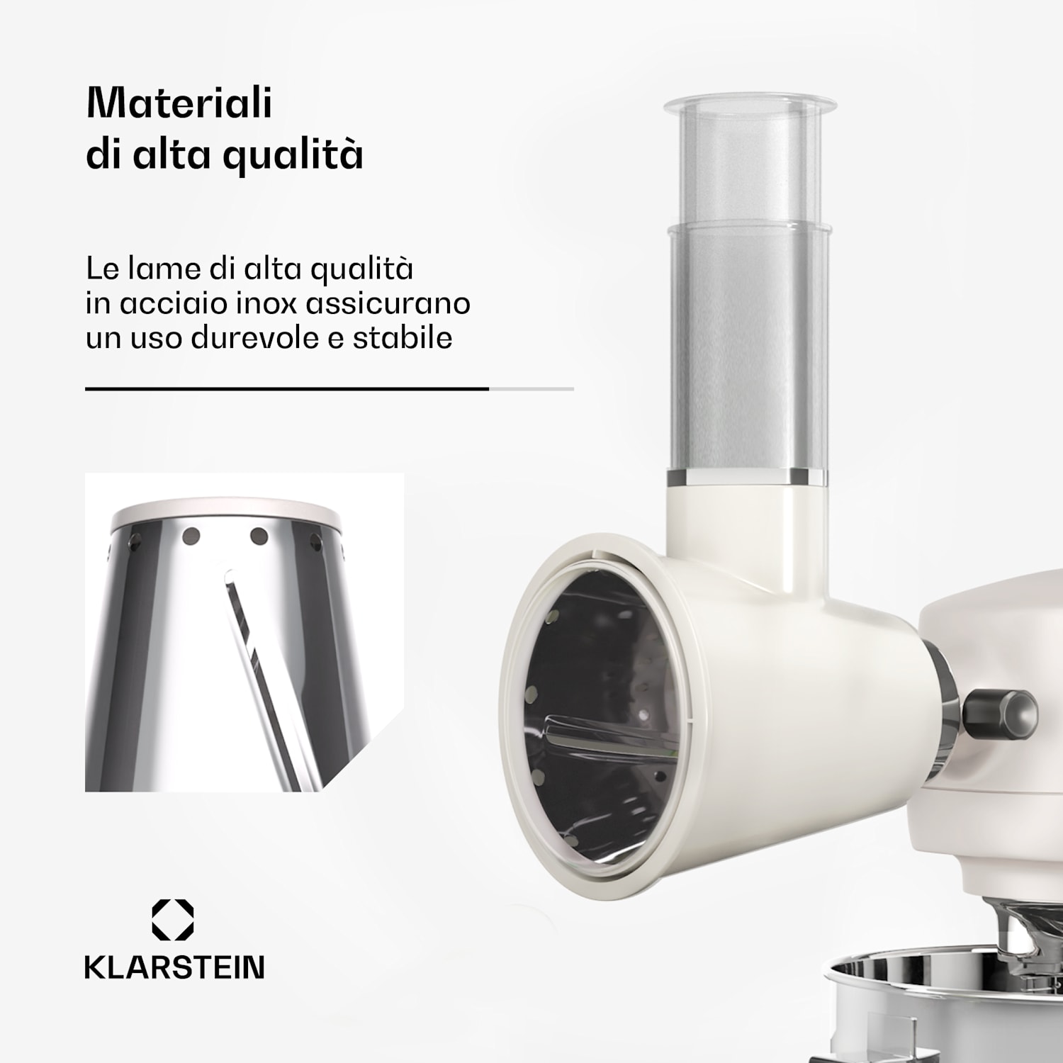 Chiara Salat-Aufsatz | 3 verschiedene Klingen | Edelstahl | kompakt | leichte Reiningung 