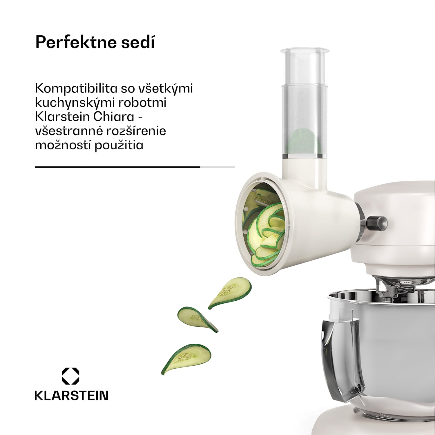 Nástavec na šalát Chiara, 3 rôzne čepele, nehrdzavejúca oceľ, kompaktný, ľahko sa čistí 