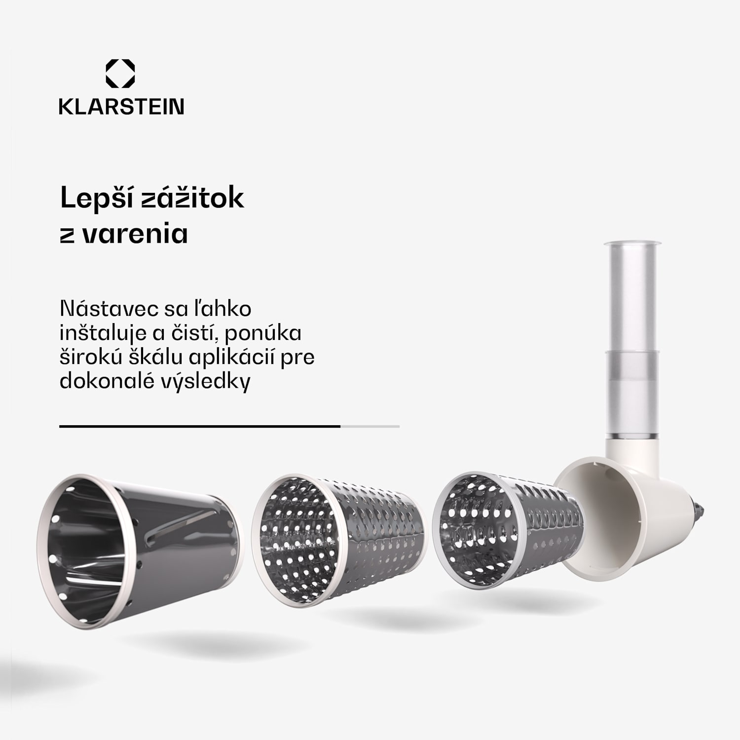 Nástavec na šalát Chiara, 3 rôzne čepele, nehrdzavejúca oceľ, kompaktný, ľahko sa čistí 