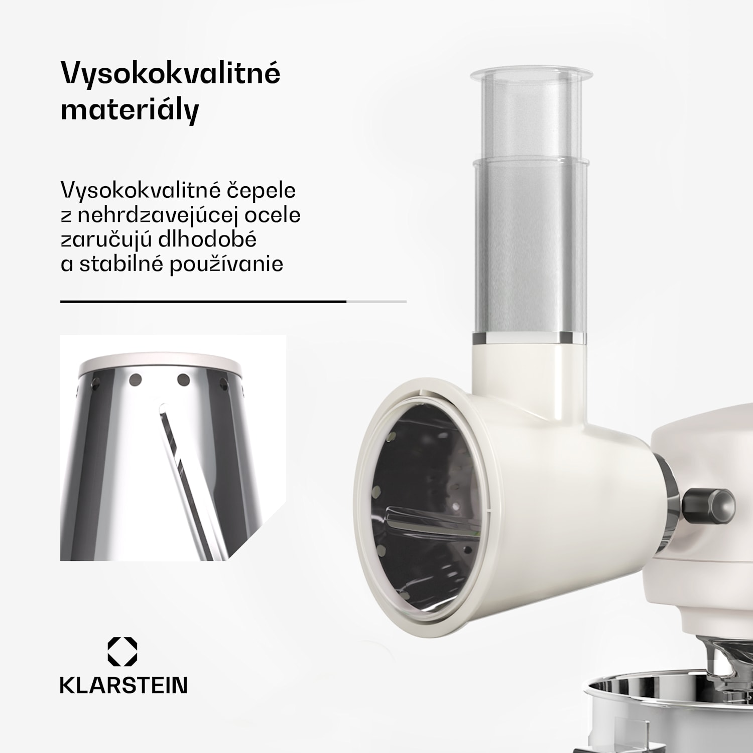 Nástavec na šalát Chiara, 3 rôzne čepele, nehrdzavejúca oceľ, kompaktný, ľahko sa čistí 