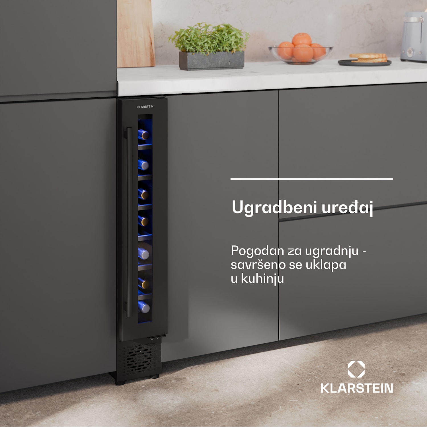 Vinovilla 7 Uno hladnjak za vino, 1 zona hlađenja, 7 boca, drvene police, 5-18 °C 7 boca | 1 | Matt Crna