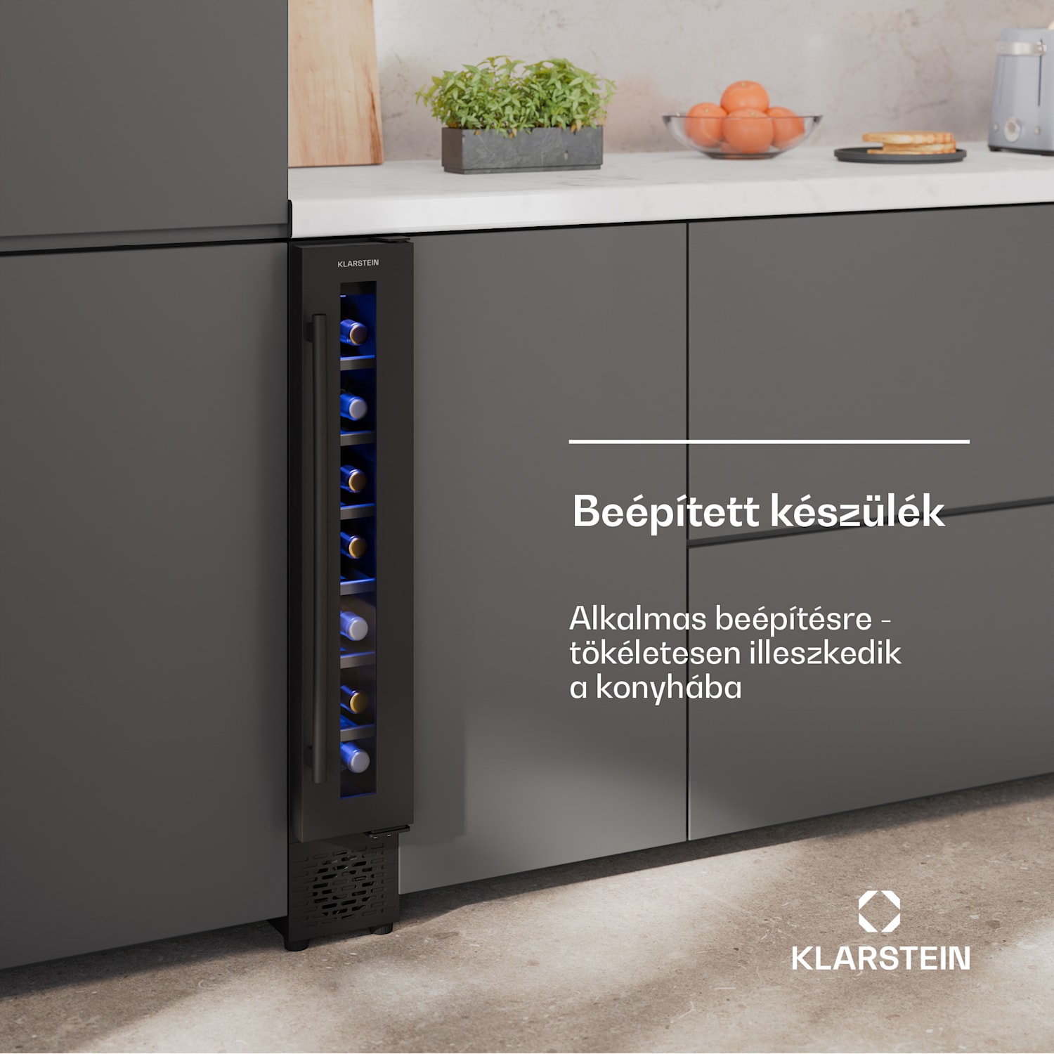 Vinovilla 7 Uno borhűtő, 1 hűtési zóna, 7 palack, fa polcok, 5-18 °C 7 palack | 1 hűtőzóna | Matt Fekete