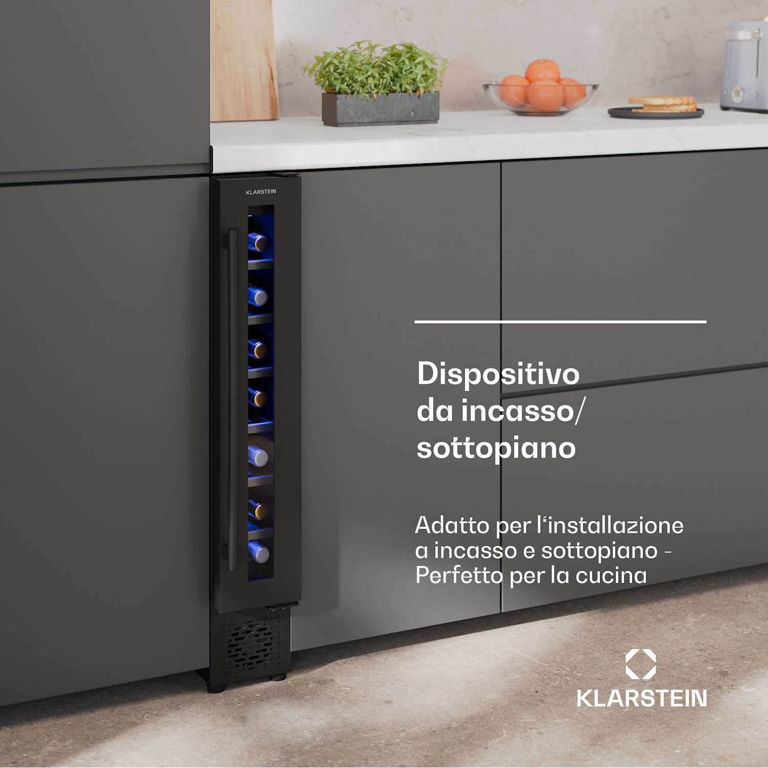 Vinovilla 7 Uno - Frigorifero per vini | 1 zona di raffreddamento | 7 bottiglie | Ripiani in legno | 5-18 °C 7 bottiglie | 1 zona di raffreddamento | Nero Opaco