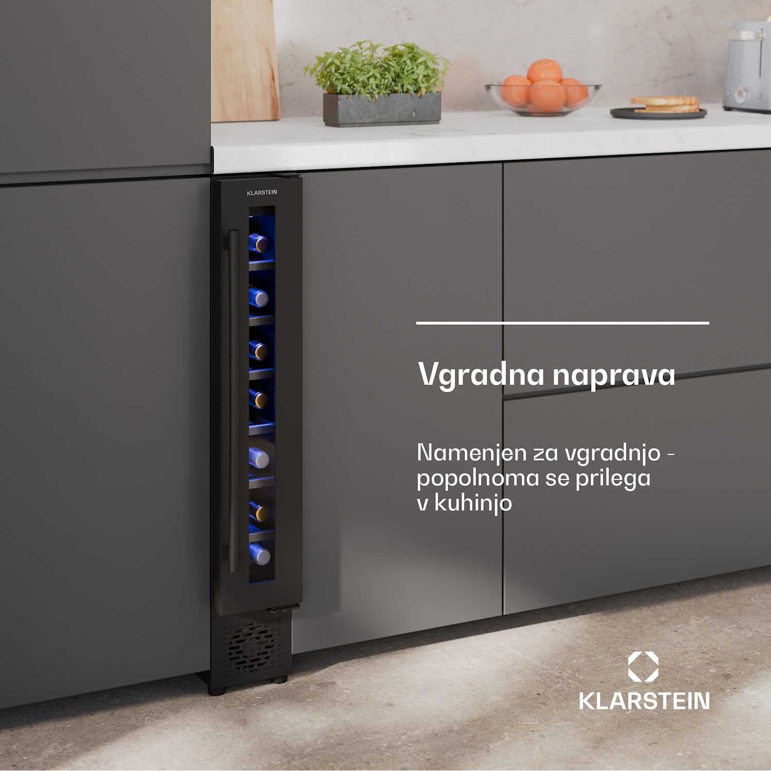 Vinovilla 7 Uno hladilnik za vino, 1 območje hlajenja, 7 steklenic, lesene police, 5-18 °C 7 steklenic | 1 | Matt Črna