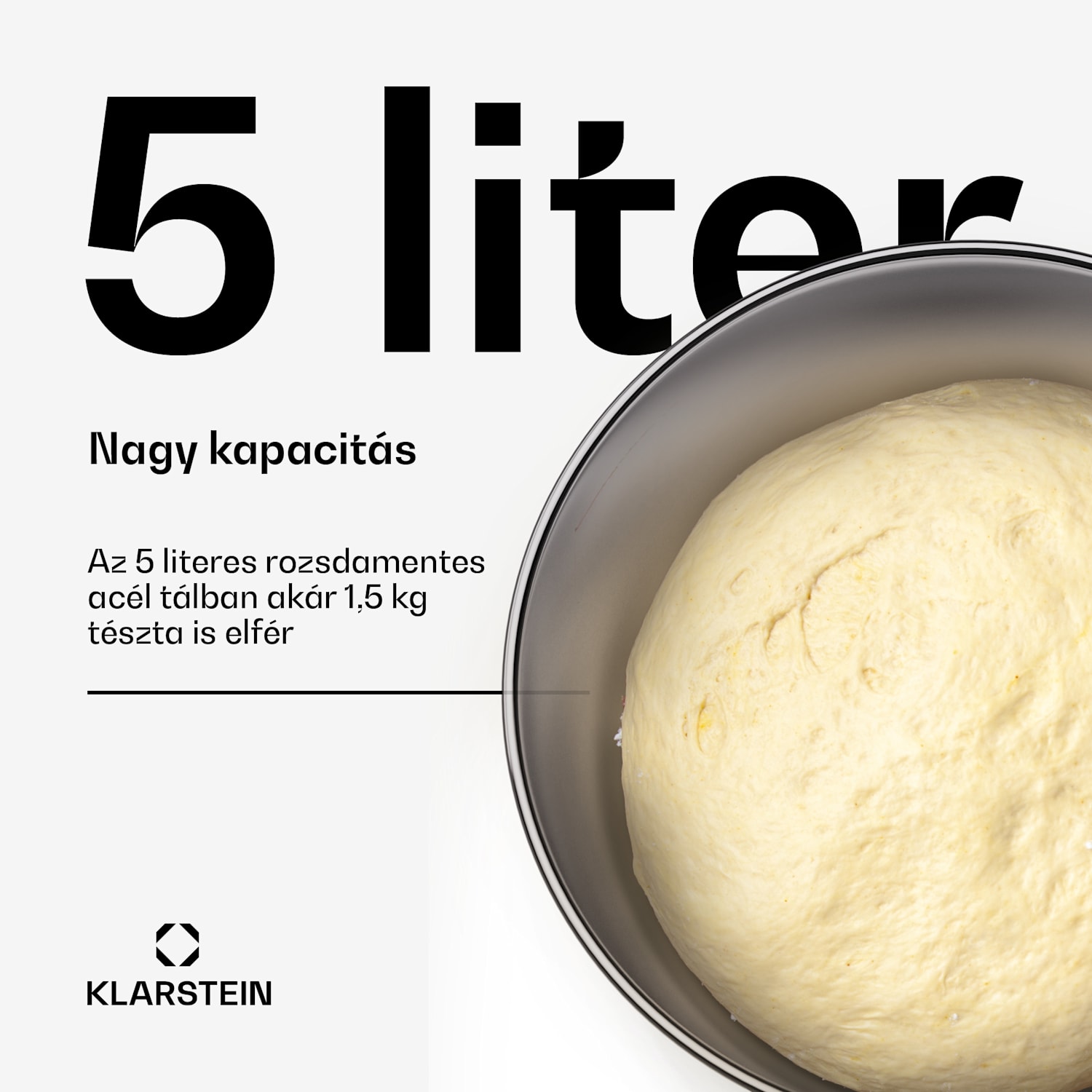 Chiara rozsdamentes acél tál, 5 l, alkalmas mosogatógépbe, ergonomikus fogantyú, kompatibilis, rozsdamentes 