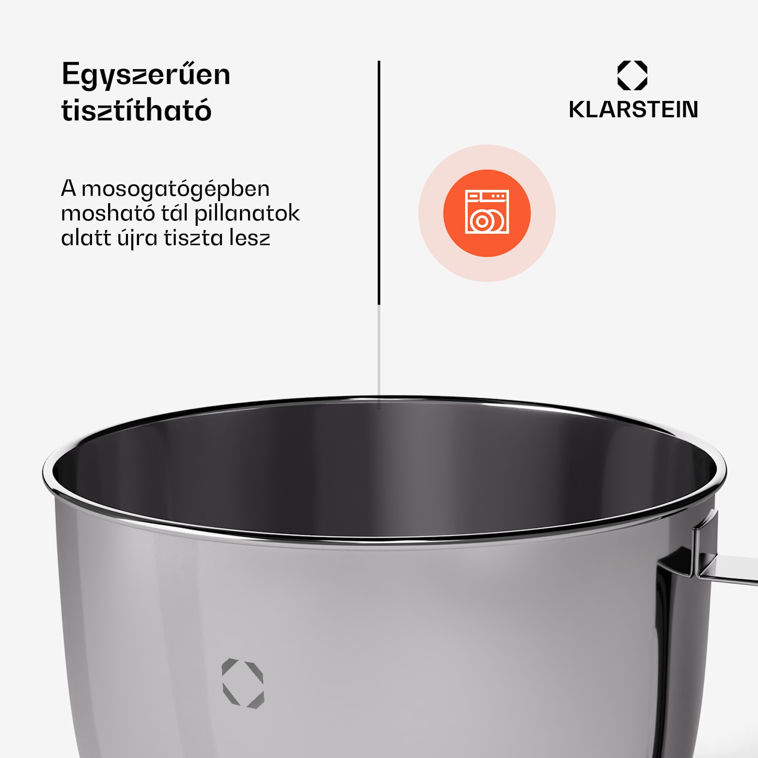 Chiara rozsdamentes acél tál, 5 l, alkalmas mosogatógépbe, ergonomikus fogantyú, kompatibilis, rozsdamentes 