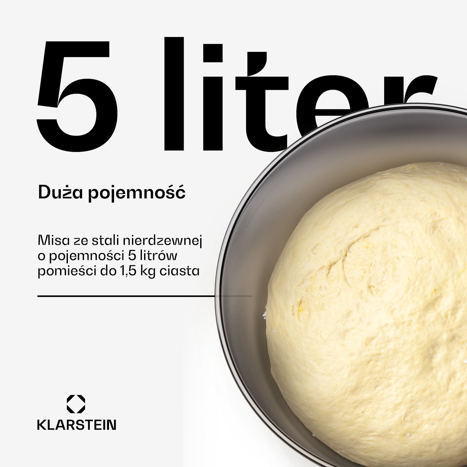 Chiara misa ze stali nierdzewnej, 5 l, można myć w zmywarce, ergonomiczny uchwyt, kompatybilna, nierdzewna 