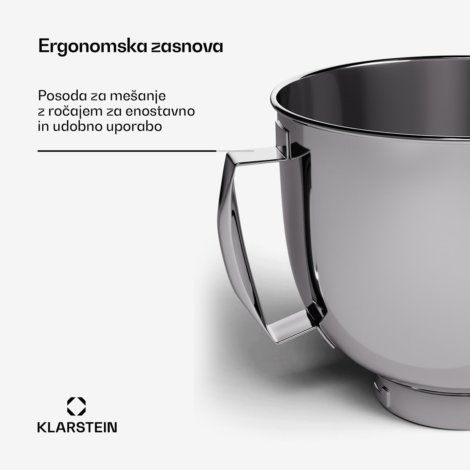 Chiara skleda iz nerjavečega jekla, 5 l, primerna za pomivanje v pomivalnem stroju, ergonomski ročaj, združljiva, nerjaveča