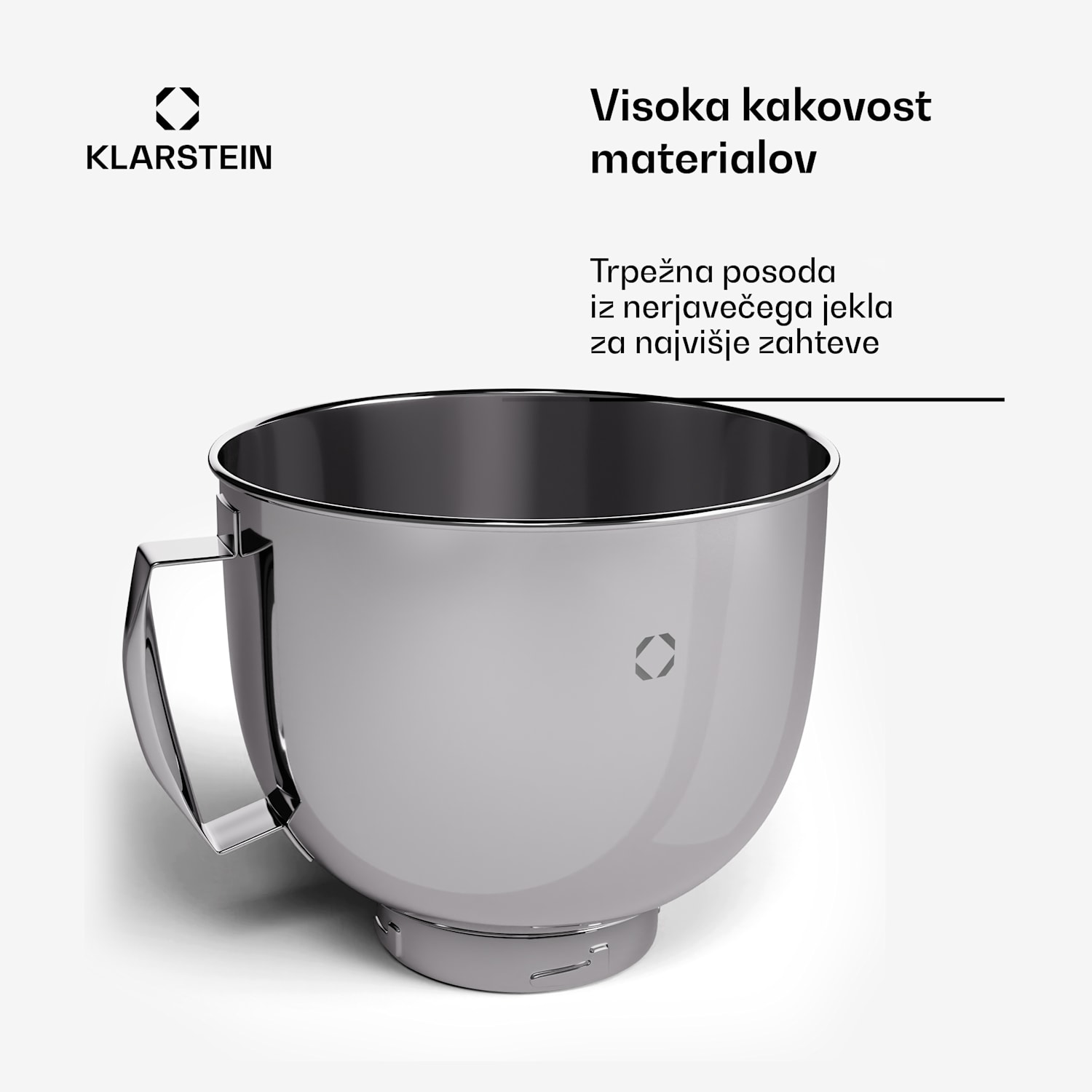 Chiara skleda iz nerjavečega jekla, 5 l, primerna za pomivanje v pomivalnem stroju, ergonomski ročaj, združljiva, nerjaveča 