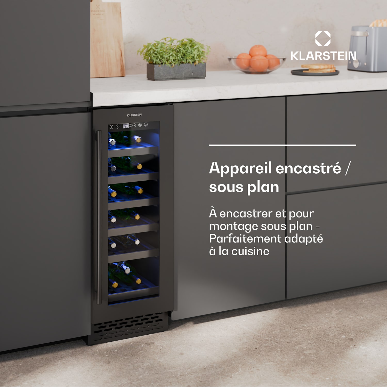 Vinovilla 18 Uno wijnkoelkast | 1 koelzone | 18 flessen | houten schappen | 5-18 °C 18 flessen | 1 koelzone | Matzwart