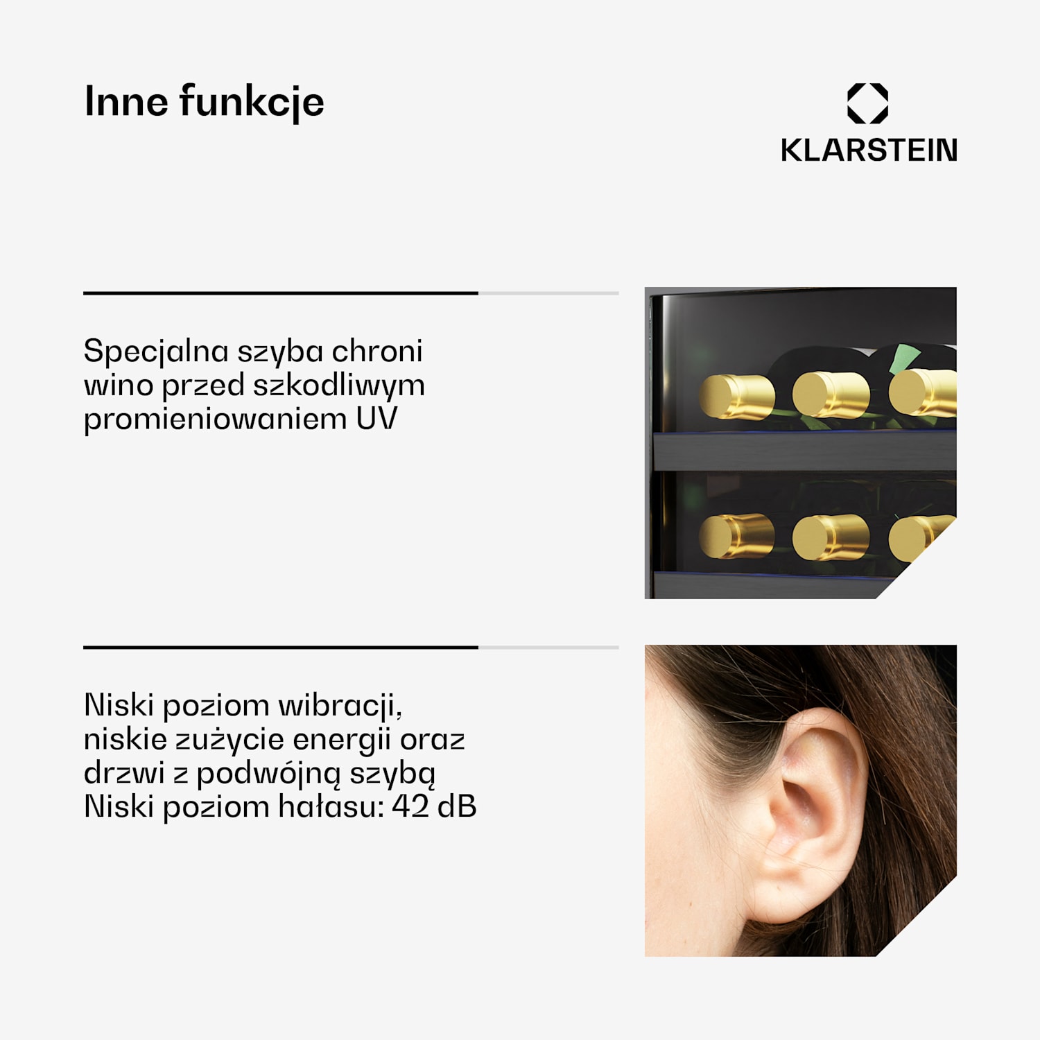 Vinovilla 18 Uno chłodziarka do wina, 1 strefa chłodzenia, 18 butelek, drewniane półki, 5-18 °C 18 butelek | 1 strefa chłodzenia | Matowa Czerń