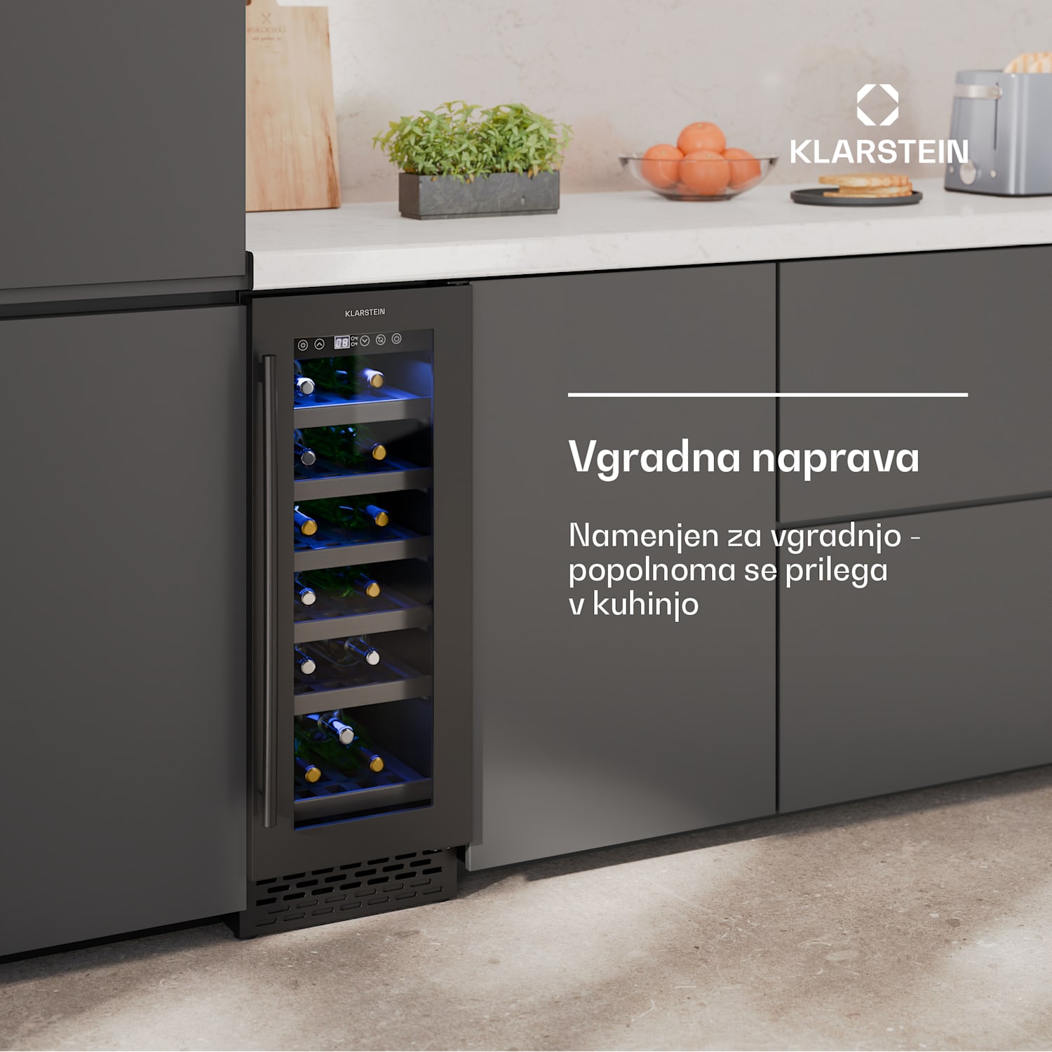 Vinovilla 18 Uno hladilnik za vino, 1 hladilno območje, 18 steklenic, lesene police, 5-18 °C 18 steklenic | 1 | Matt Črna