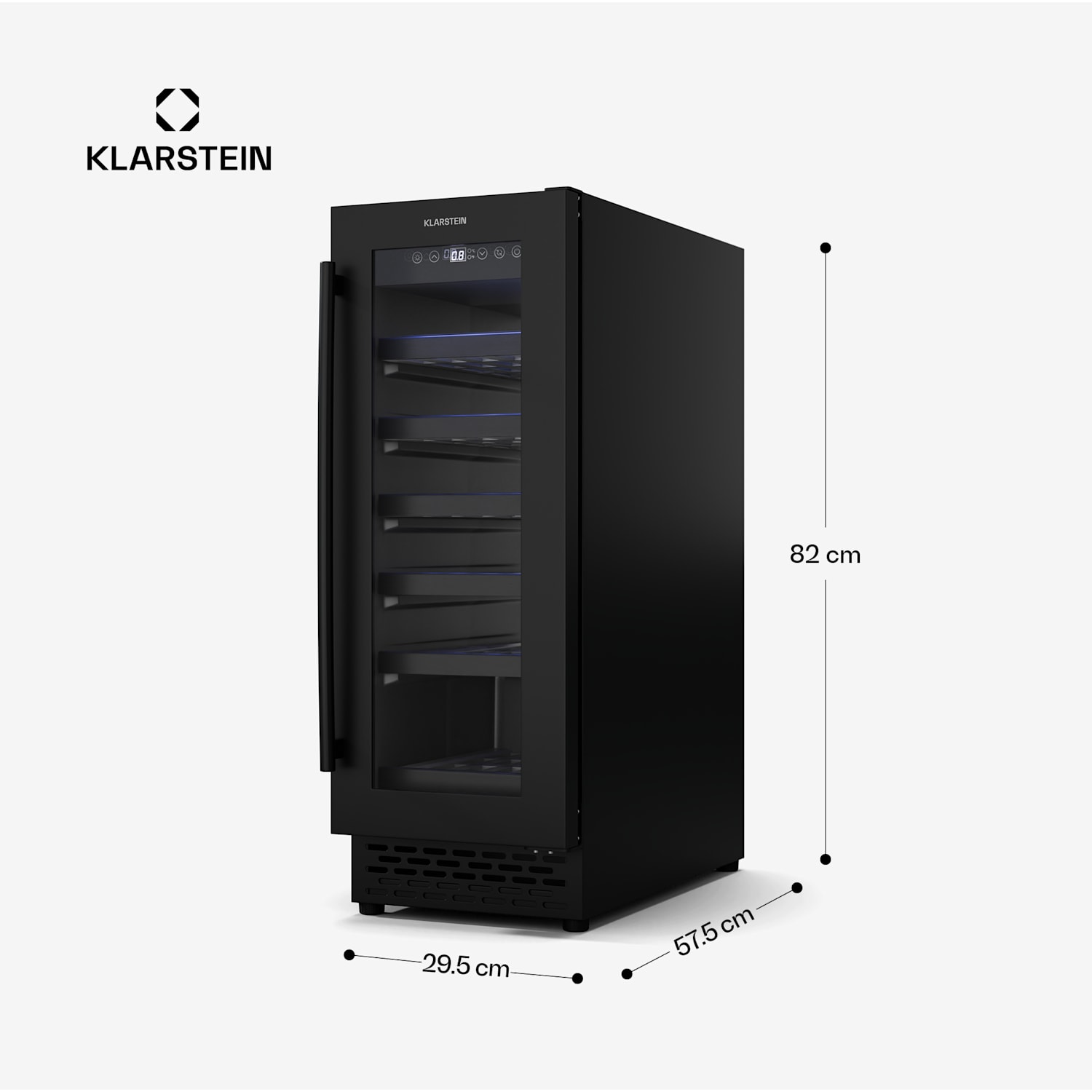 Vinovilla 18 Uno wijnkoelkast | 1 koelzone | 18 flessen | houten schappen | 5-18 °C 18 flessen | 1 koelzone | Matzwart