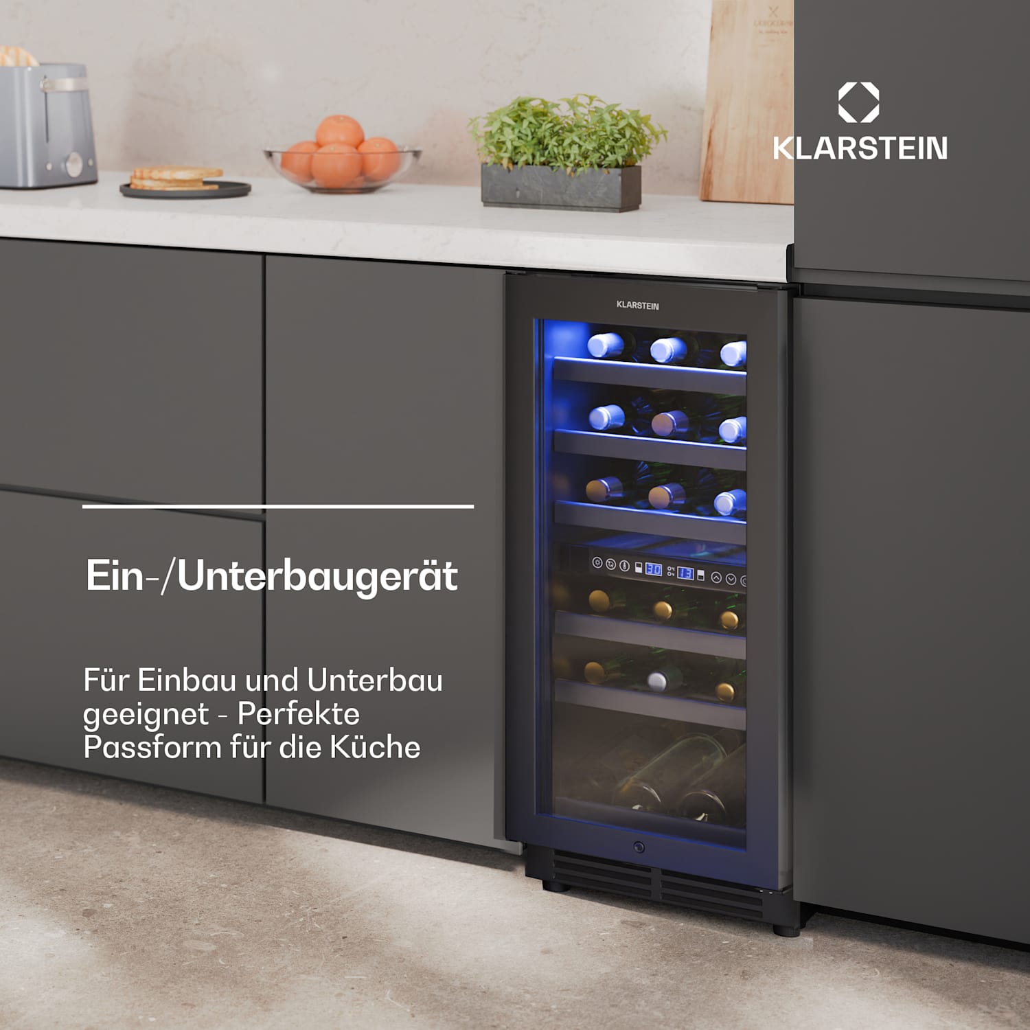 Vinovilla 30 Duo Weinkühlschrank | 2 Kühlzonen | 30 Flaschen | Holzregale | 5-18 °C 30 Flaschen | 2 Kühlzonen | Matt-Schwarz