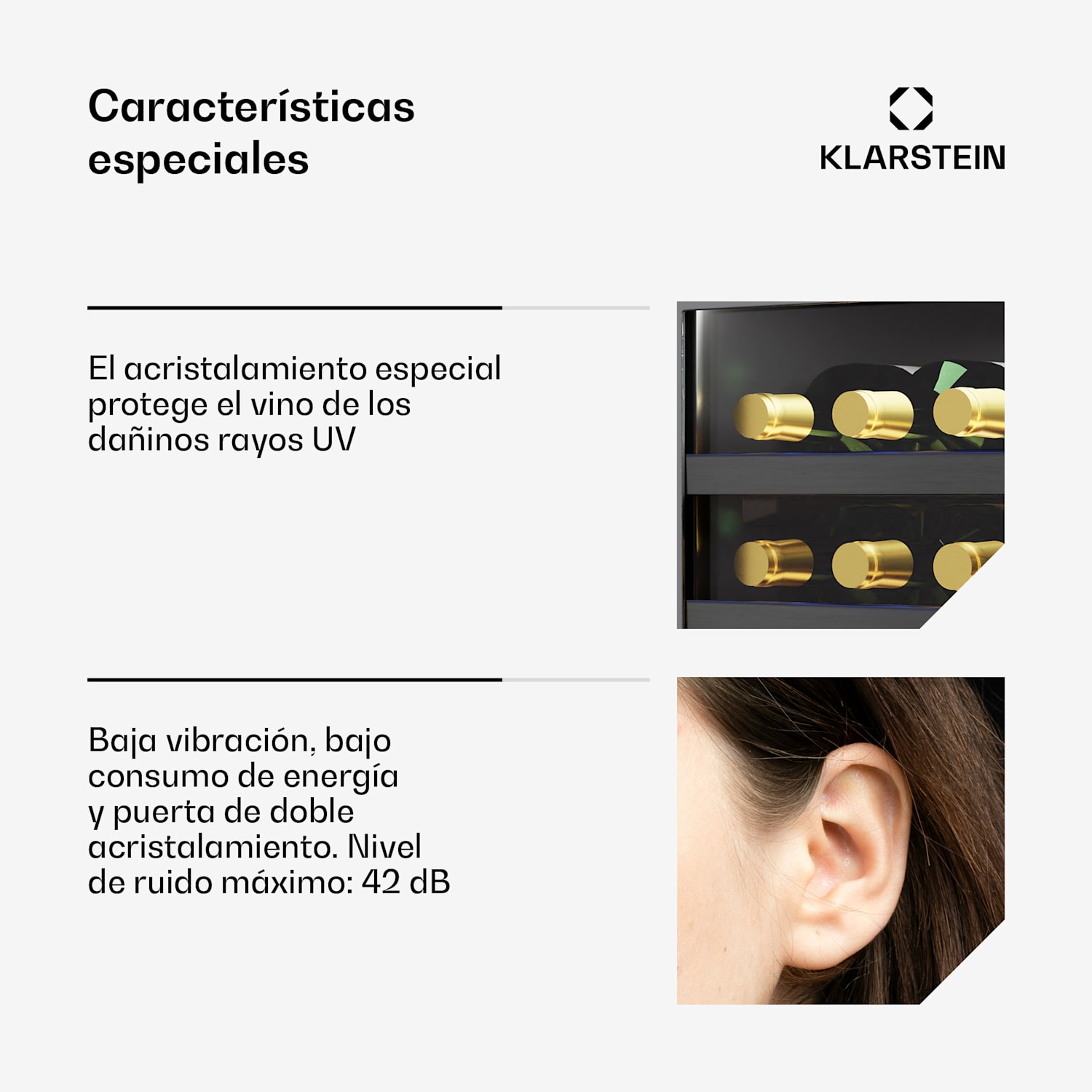 Vinovilla 30 Duo refrigerador de vino | 2 zonas de enfriamiento | 30 botellas | estantes de madera | 5-18 °C 30 botellas | 2 zonas de refrigeración | Negro Mate