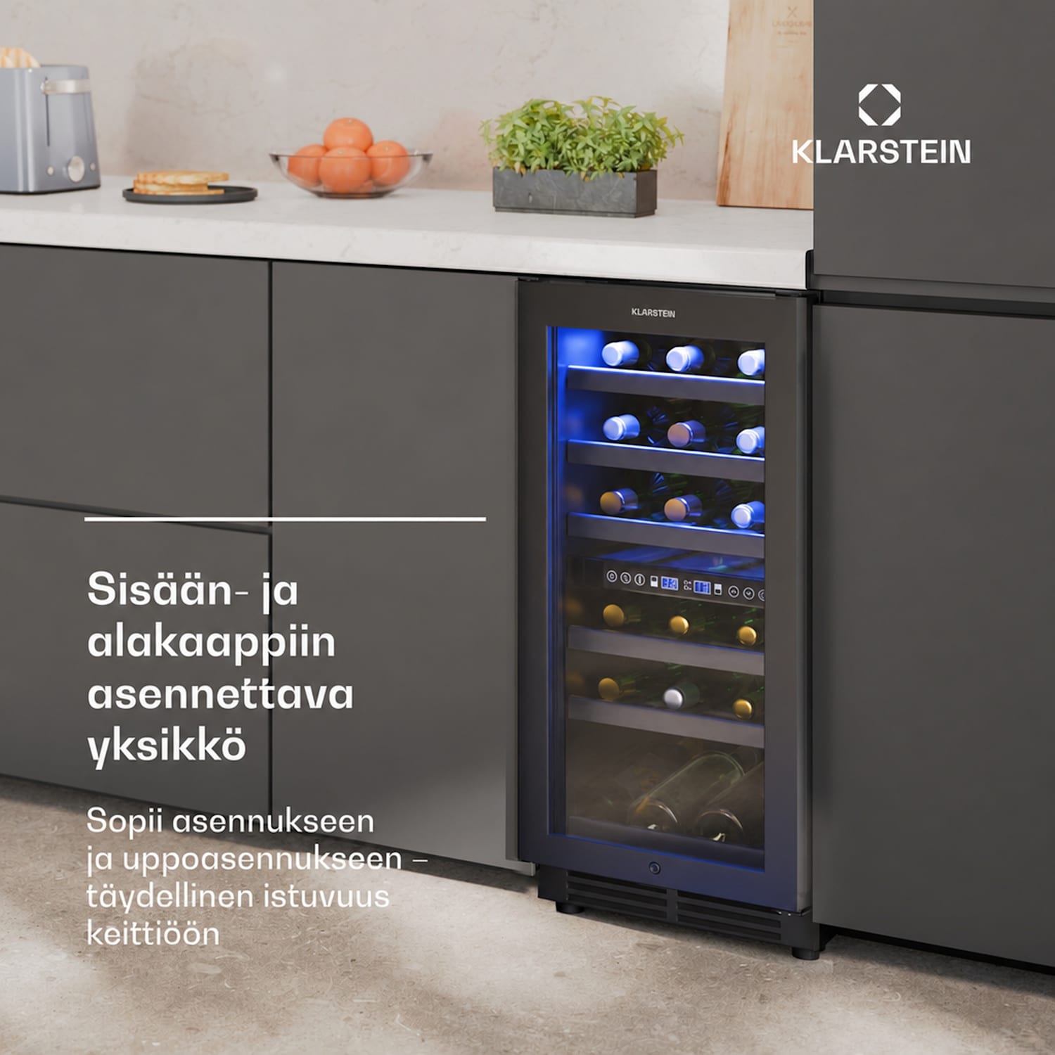 Vinovilla 30 Duo viinikaappi | 2 jäähdytysaluetta | 32 pulloa | puuhyllyt | 5 - 18 °C 32 pulloa | 2 jäähdytysalue | Mattamusta