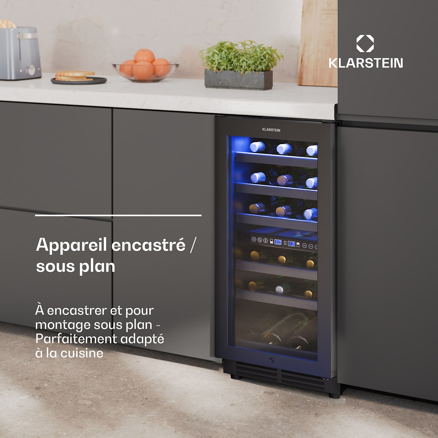 Vinovilla 30 Duo cave à vin | 2 zones de réfrigération | 30 bouteilles | clayettes en bois | 5-18 °C 30 bouteilles | 2 zones de conservation | Noir Mat