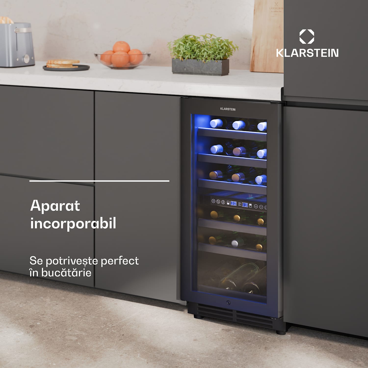 Vinovilla 30 Uno frigider pentru vin | 2 zone de răcire | 30 sticle | rafturi din lemn | 5-18 °C 30 de sticle | 2 | Negru Mat