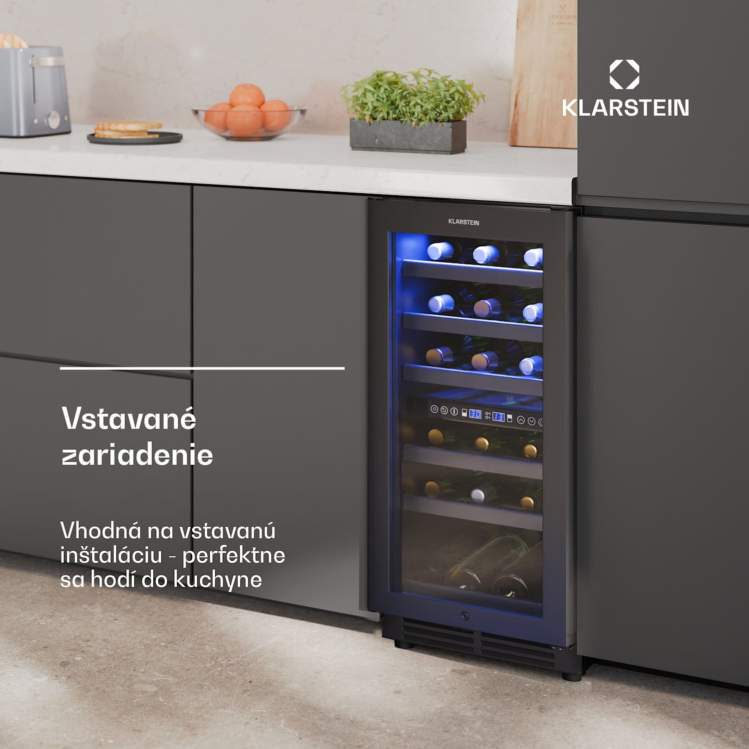 Vinovilla 30 Duo chladnička na víno, 2 chladiace zóny, 30 fliaš, drevené police, 5-18 °C 30 fliaš | 2 chladiace zóny | Matná Čierna