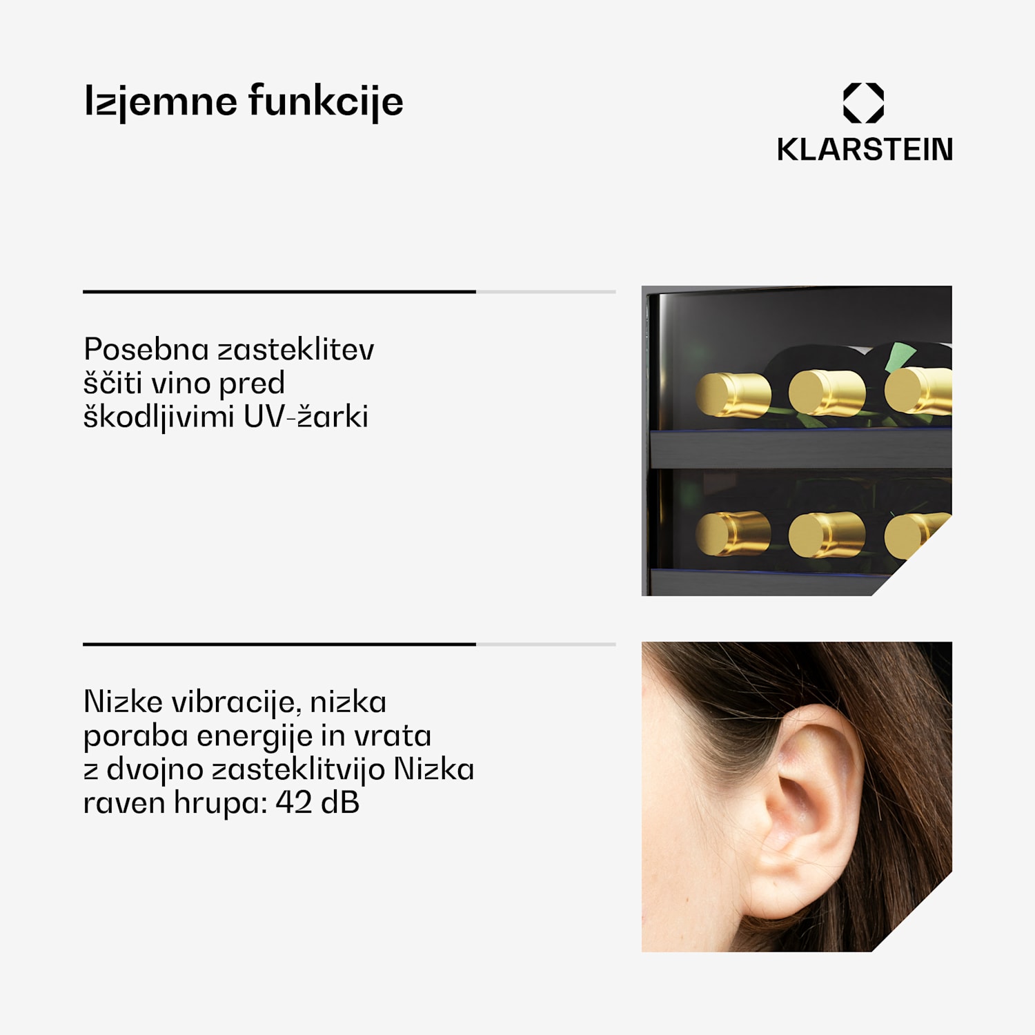 Vinovilla 30 Duo hladilnik za vino, 2 hladilni coni, 30 steklenic, lesene police, 5-18 °C 30 steklenic | 2 | Matt Črna