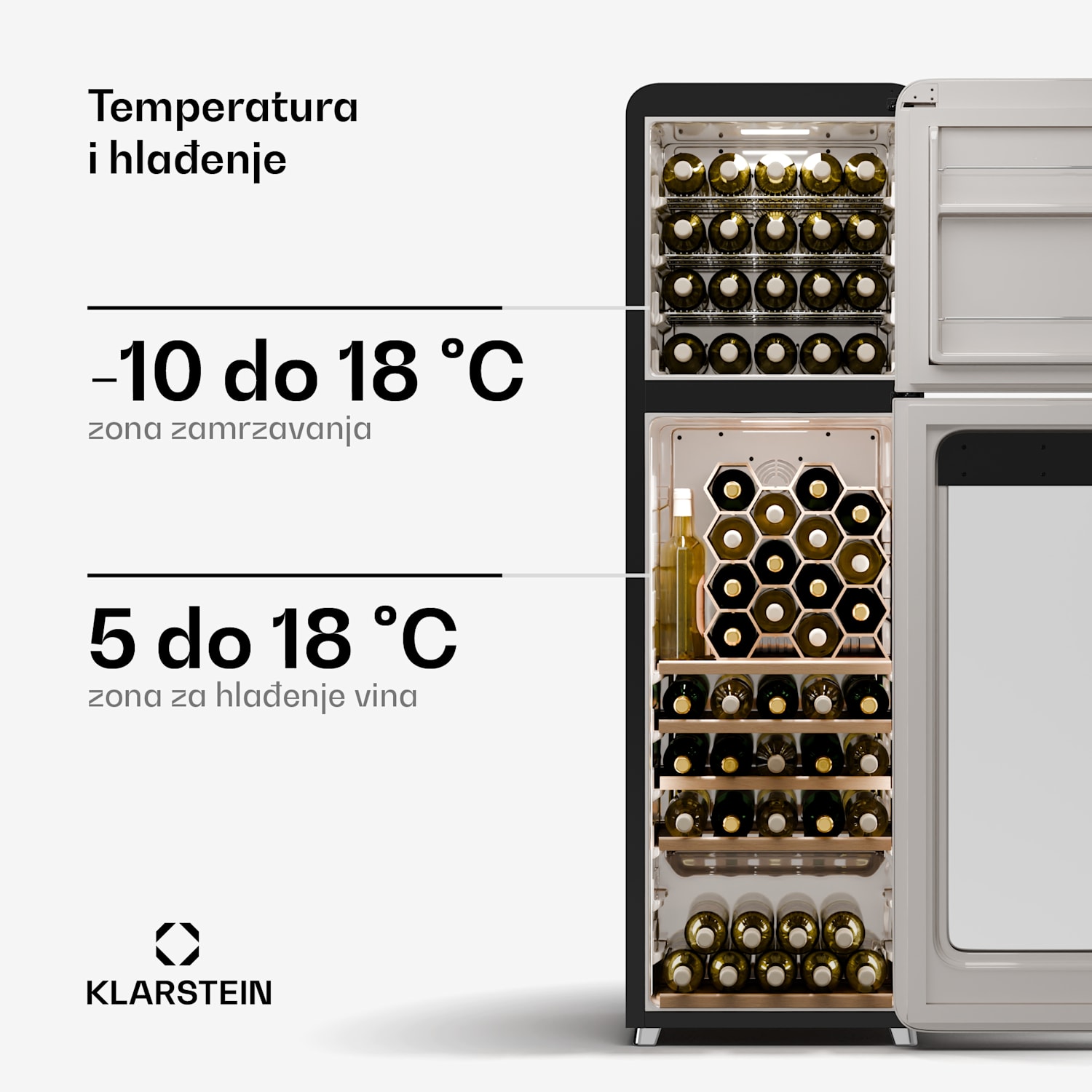 Shirley Wine Cooler + Freezer, 2-in-1-Gerät, Vintage, 2 Kühlzonen, 60 Flaschen 60_bottles | 2 | Srebrni krom
