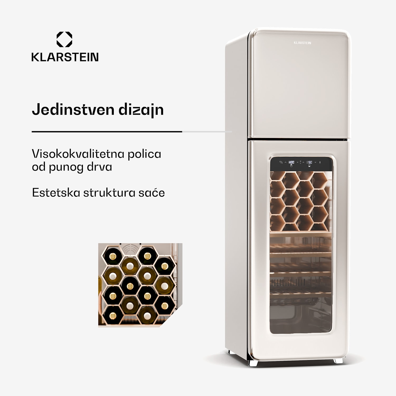 Shirley Wine Cooler + Freezer, 2-in-1-Gerät, Vintage, 2 Kühlzonen, 60 Flaschen 60_bottles | 2 | Srebrni krom