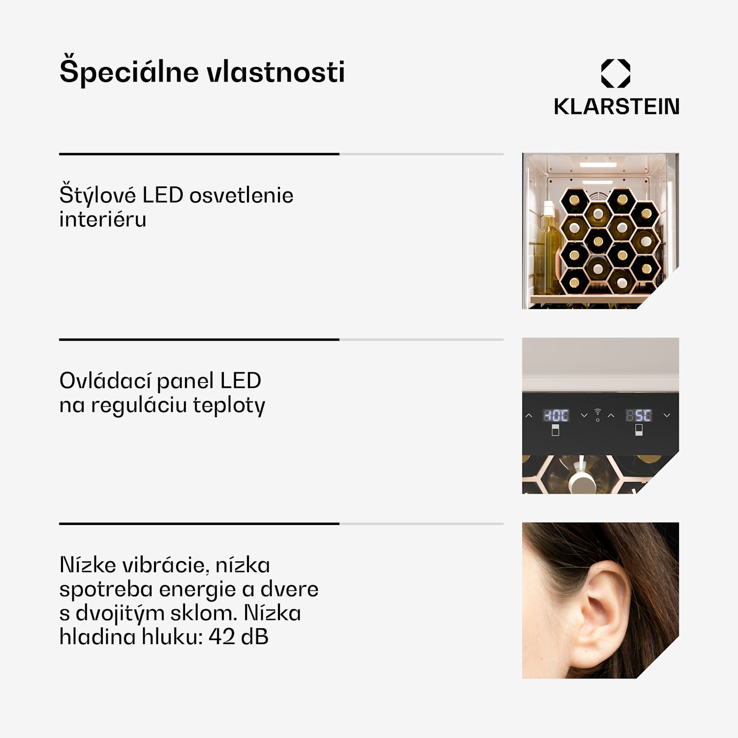 Shirley chladnička na víno s mrazničkou, Zariadenie 2 v 1, Vintage, 2 chladiace zóny, 60 fliaš 60 fliaš | 2 chladiace zóny | Strieborný chróm