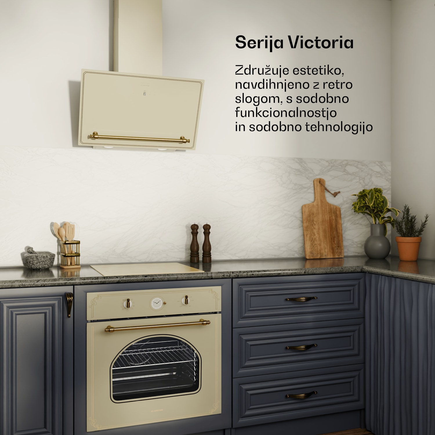 Victoria indukcijska kuhalna plošča, 45 cm, 6 600 W, 3 kuhališča, drsno upravljanje, boost 45 cm | Kremna