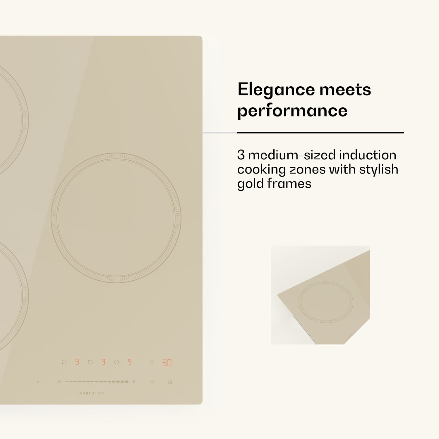 Victoria induktiokeittotaso | 45 cm | 6600 W | 3 keittoaluetta | liukusäädin | turbo 45 cm | Kerma