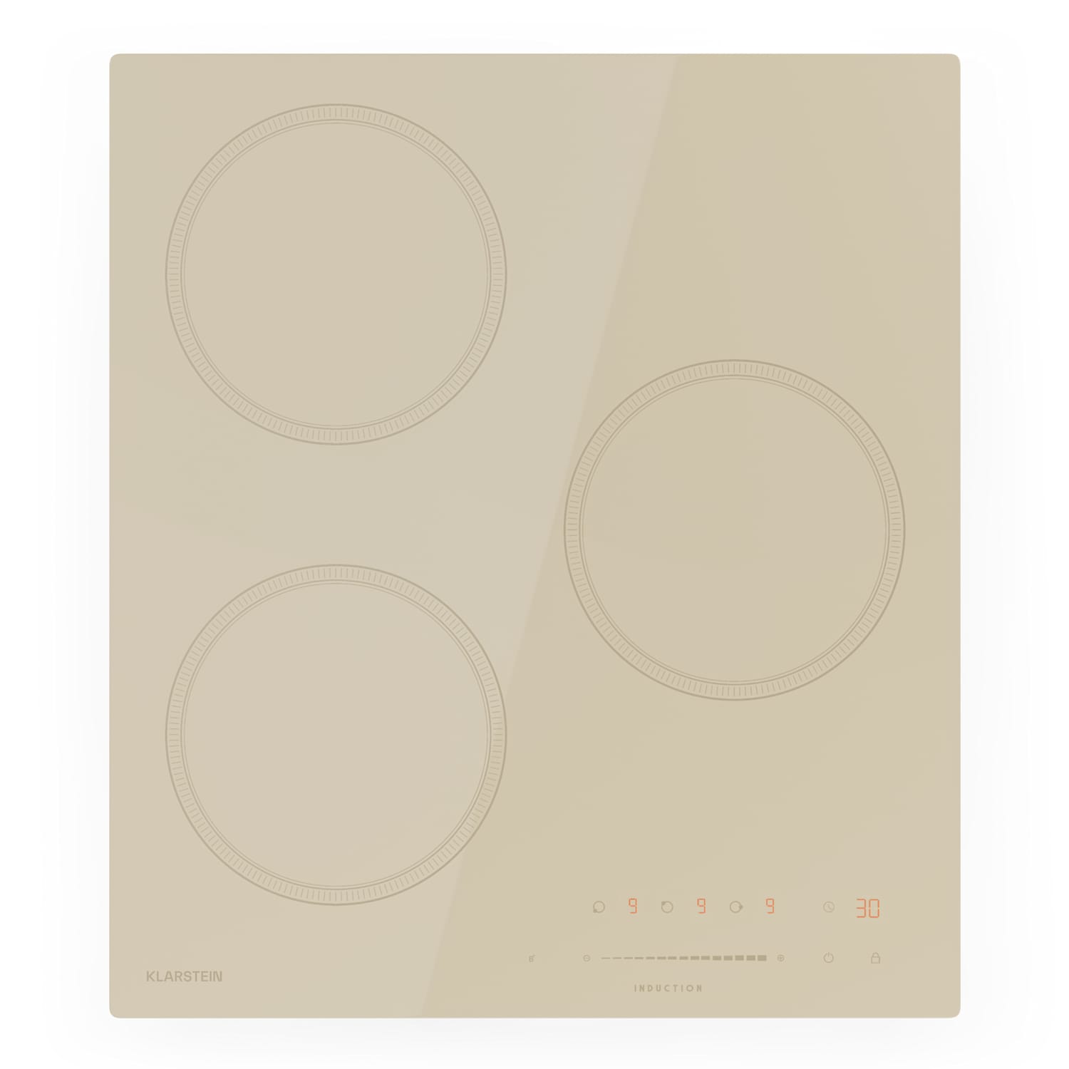 Placa de inducción Victoria | 45 cm | 6600 W | 3 placas | control deslizante | boost 45 cm | Zona sin flex | Crema