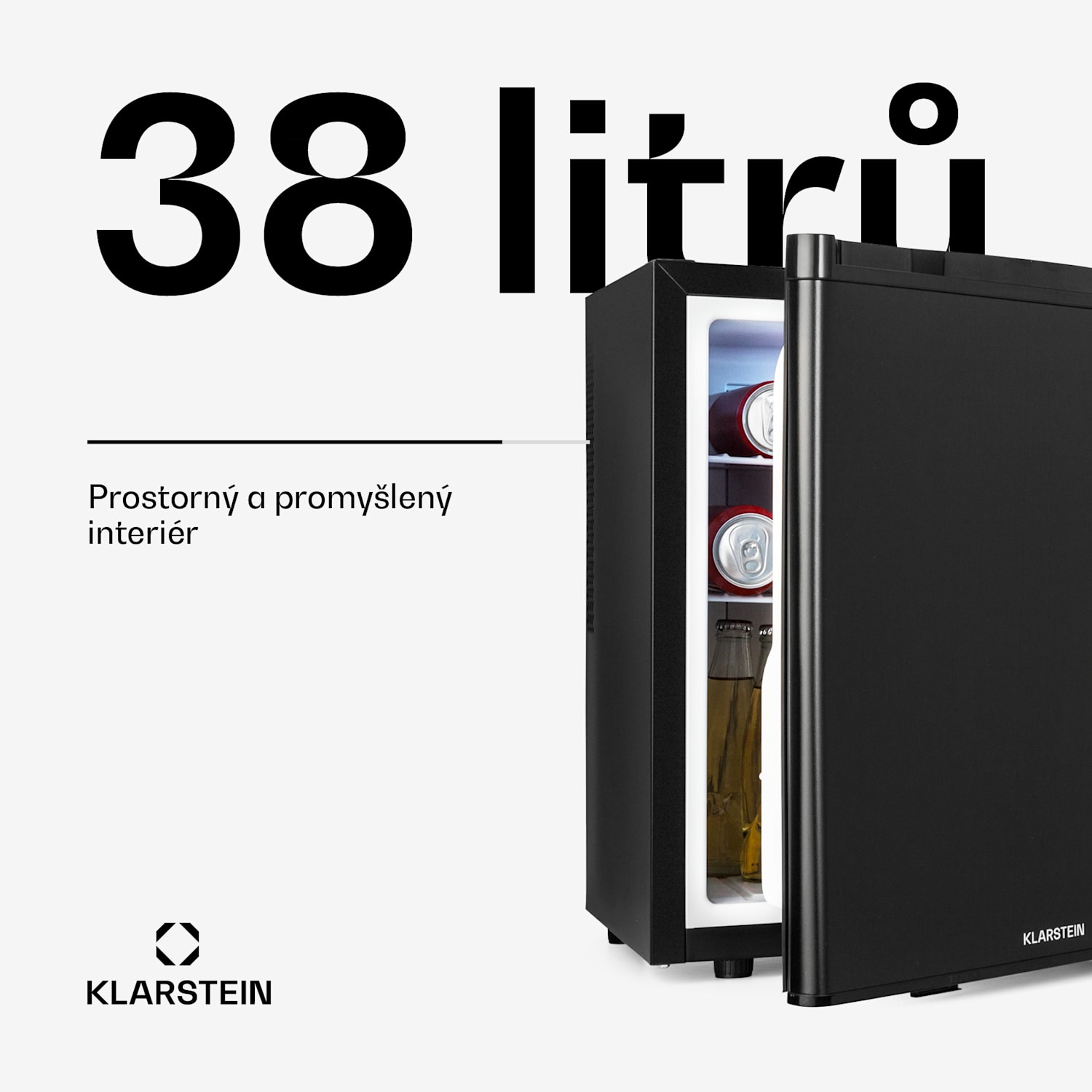 Happy Hour 38, mini lednice, minibar, lednice na nápoje, 38 litrů, 26 dB 38 litrů | C | Černá