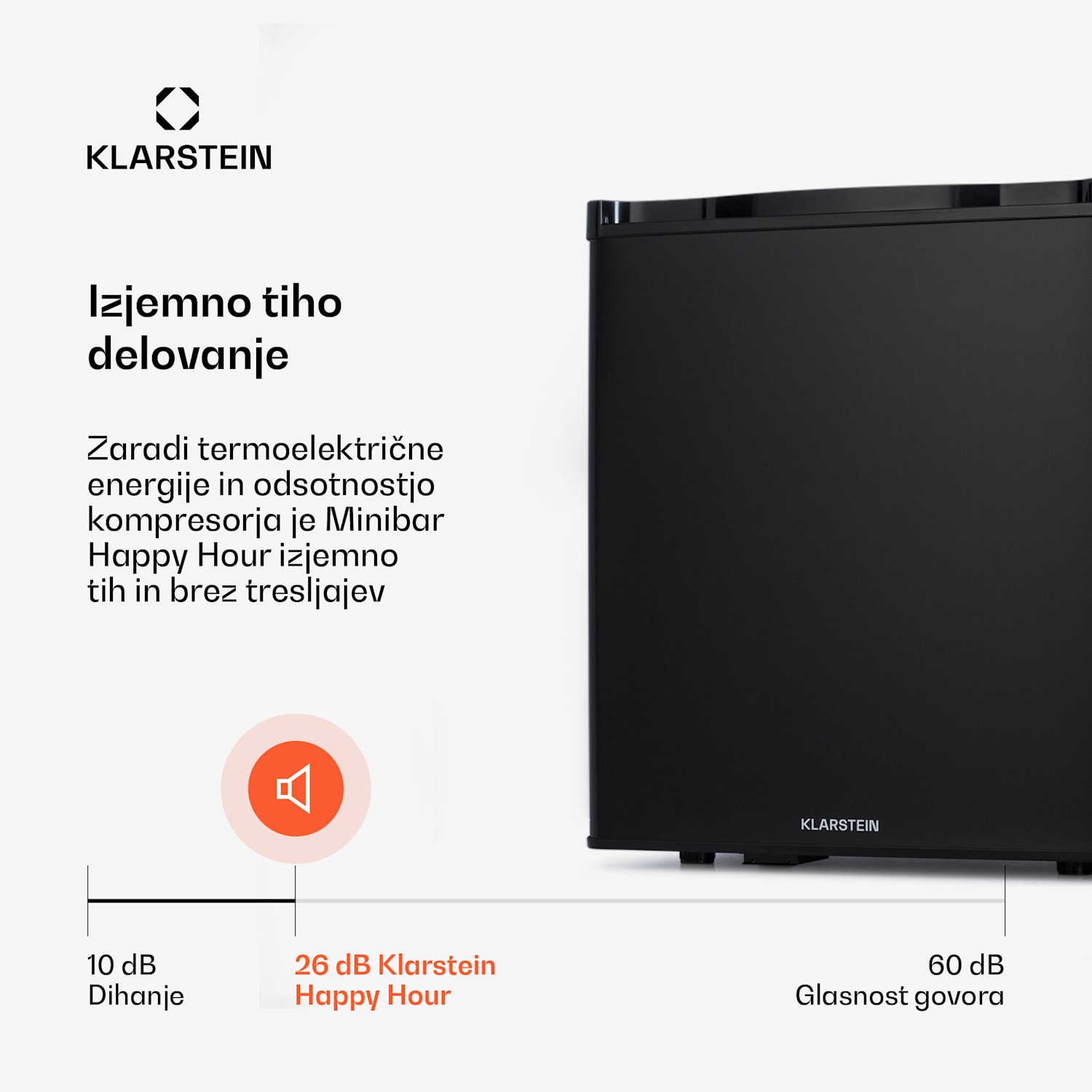 Happy Hour 38, mini hladilnik, minibar, hladilnik za pijačo, 38 litrov, 26 dB 38 Ltr | C | Črna