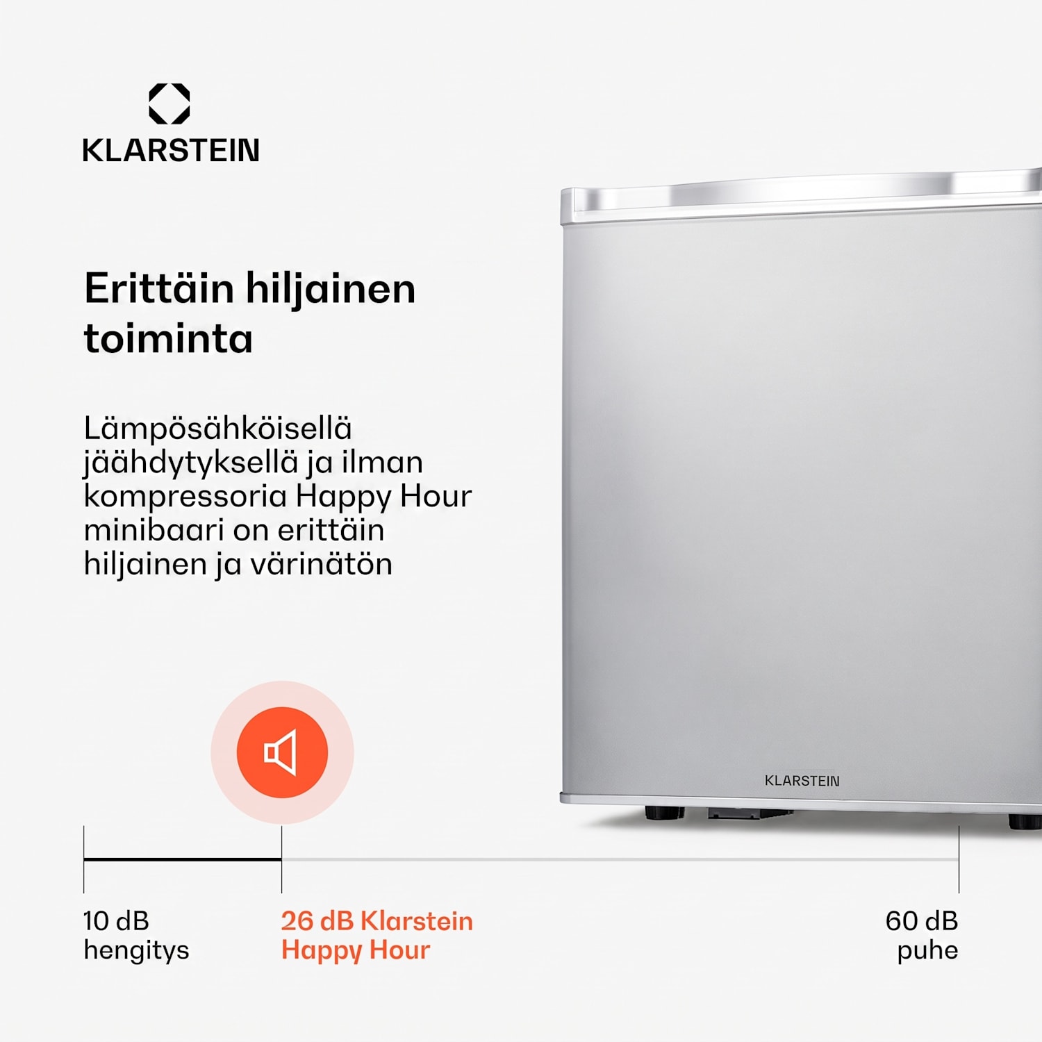 Happy Hour 38 minijääkaappi minibaari juomajääkaappi 38 l 26 dB 38 l | C | Hopea