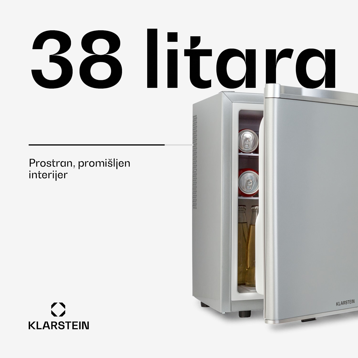 Happy Hour 38, mini hladnjak, minibar, hladnjak za piće, 38 l, 26 dB 38 Ltr | C | Srebro