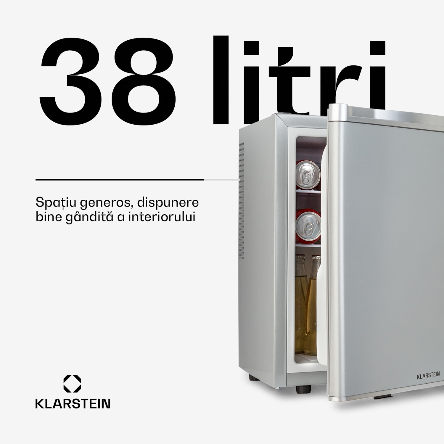Happy Hour 38, mini frigider, minibar, frigide rpentru băuturi, 38 l, 26 dB 38 Ltr | C | Argintiu