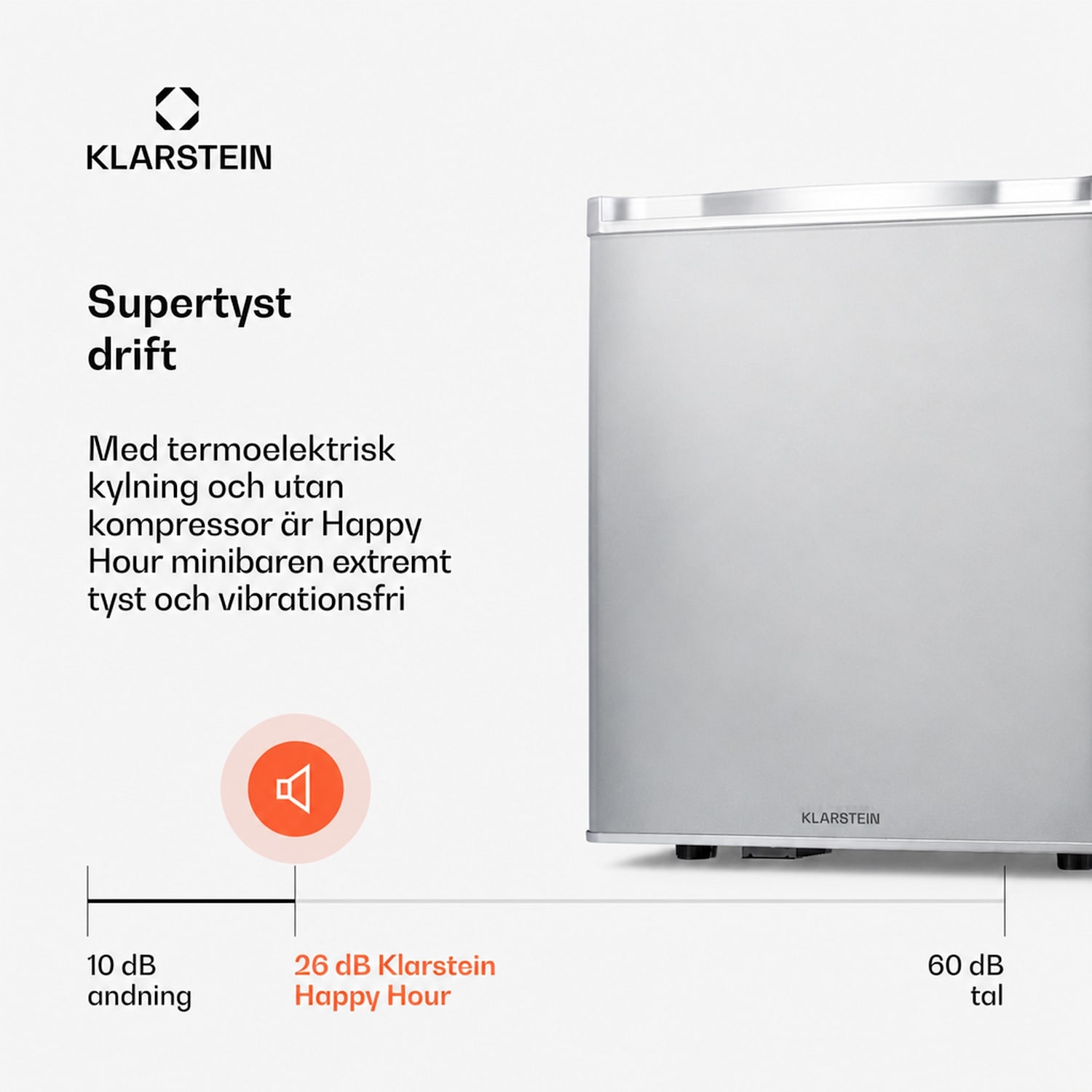 Happy Hour 38 minikyl minibar dryckeskyl 38 liter 26 dB 38 L | C | Silver
