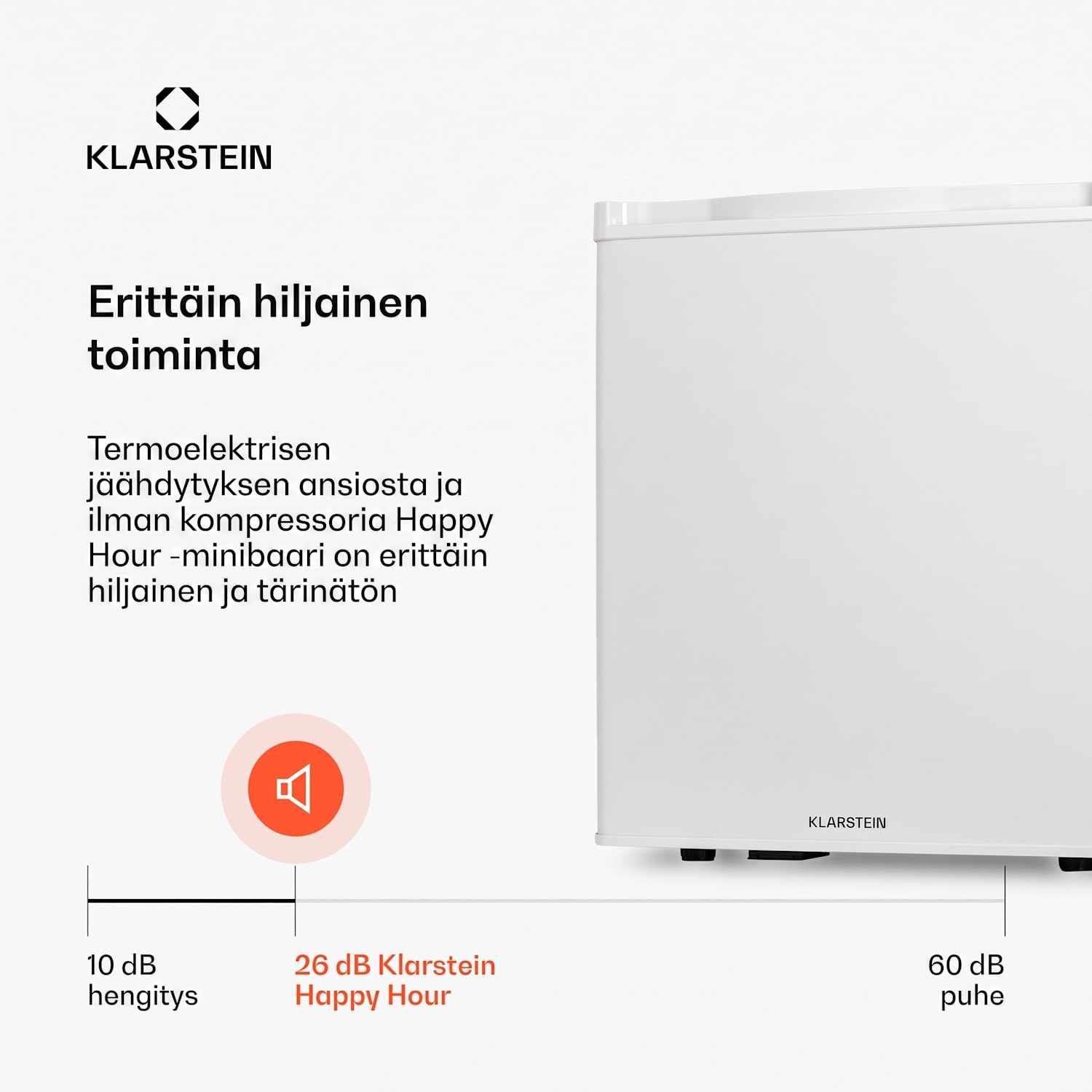 Happy Hour 38 minijääkaappi minibaari 38 litraa 26 dB 38 l | C | Valkoinen