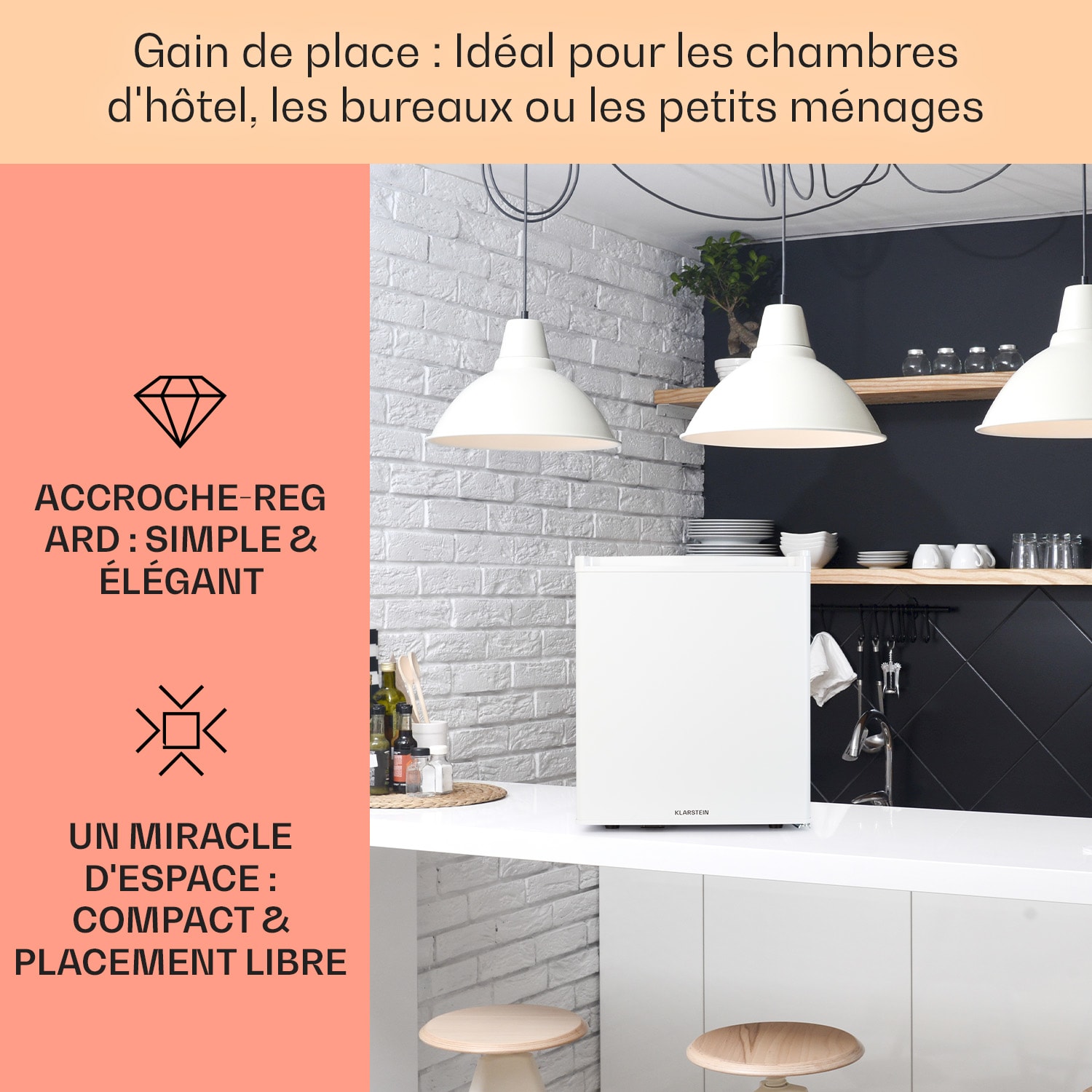 Happy Hour 38 mini-koelkast minibar drankkoelkast 38 liter 26 dB 38 ltr | Wit