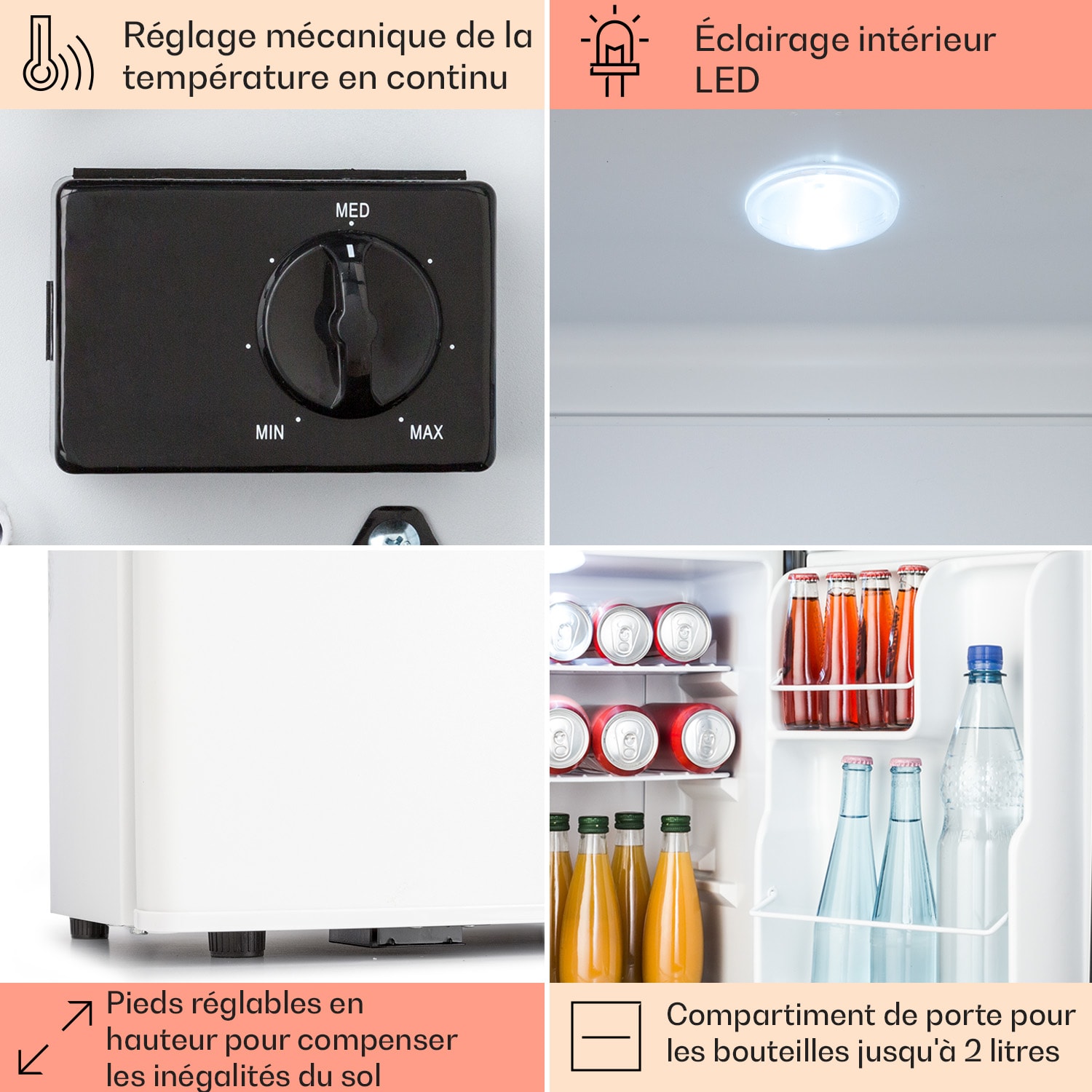 Happy Hour 38 mini-koelkast minibar drankkoelkast 38 liter 26 dB 38 ltr | Wit