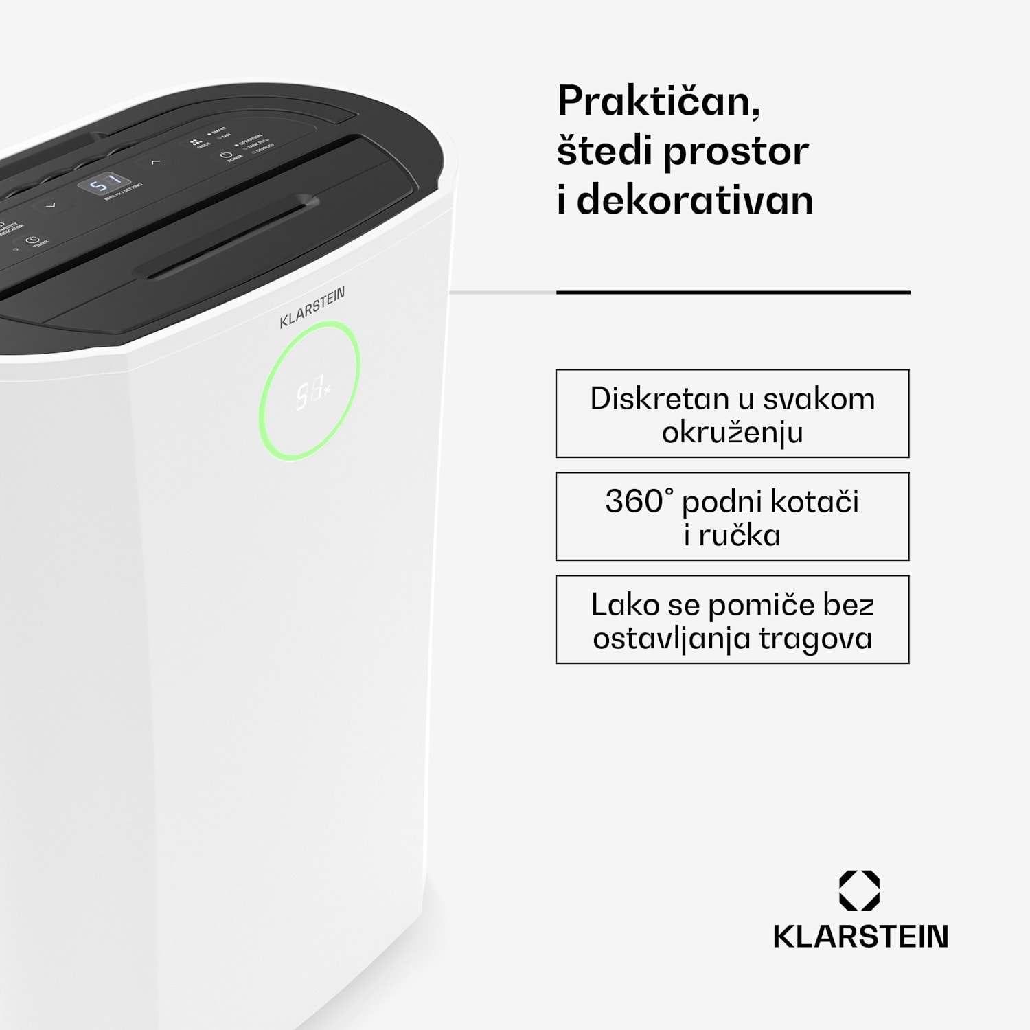 DryFy ProConnect 16L odvlaživač zraka, 16 L/dan, 18m², Wi-Fi, Aplikacija, LED indikator, 24-satni tajmer 16L/24h | Bijela | Ne