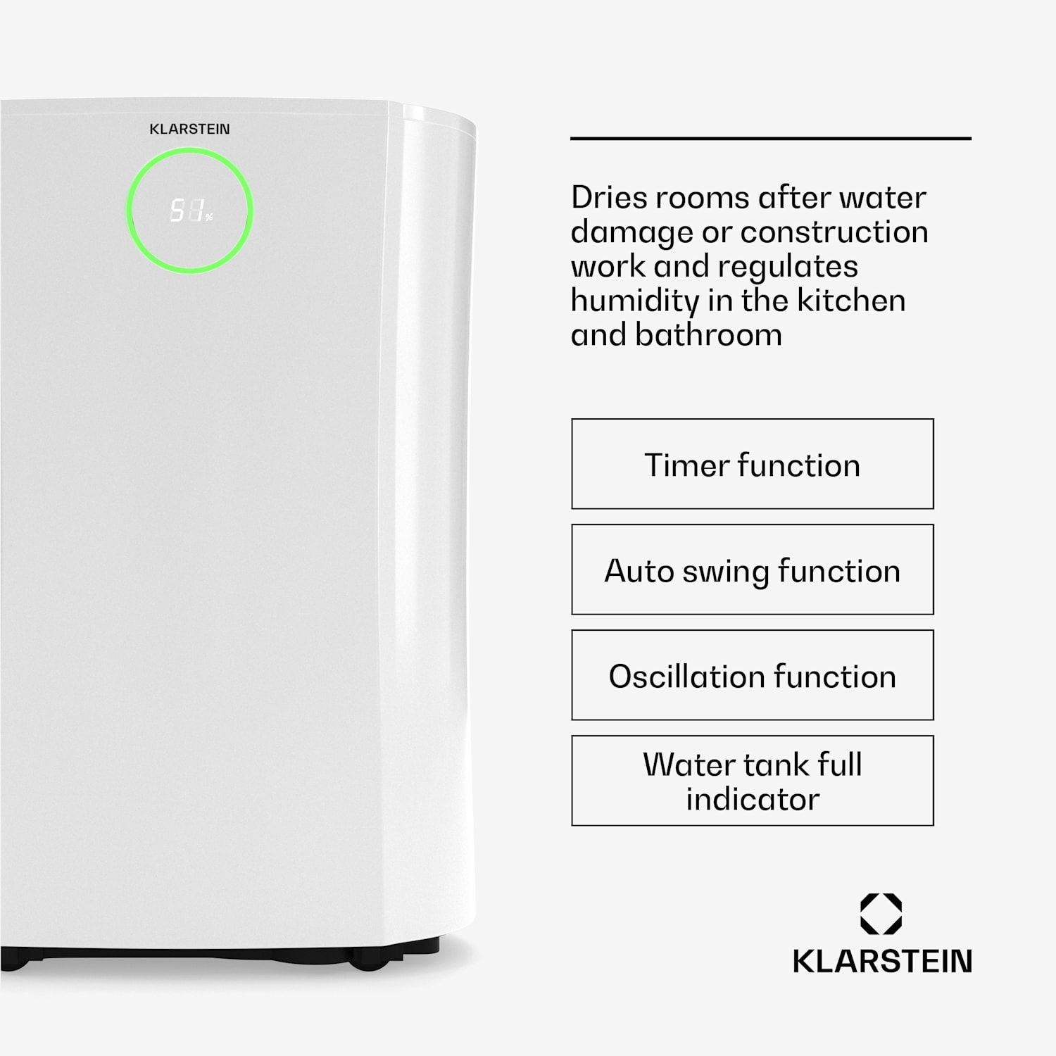 Desumidificador DryFy ProConnect 16L | 16 L/dia | 24 m² | Wi-Fi | App | Indicador LED | Temporizador de 24 horas 