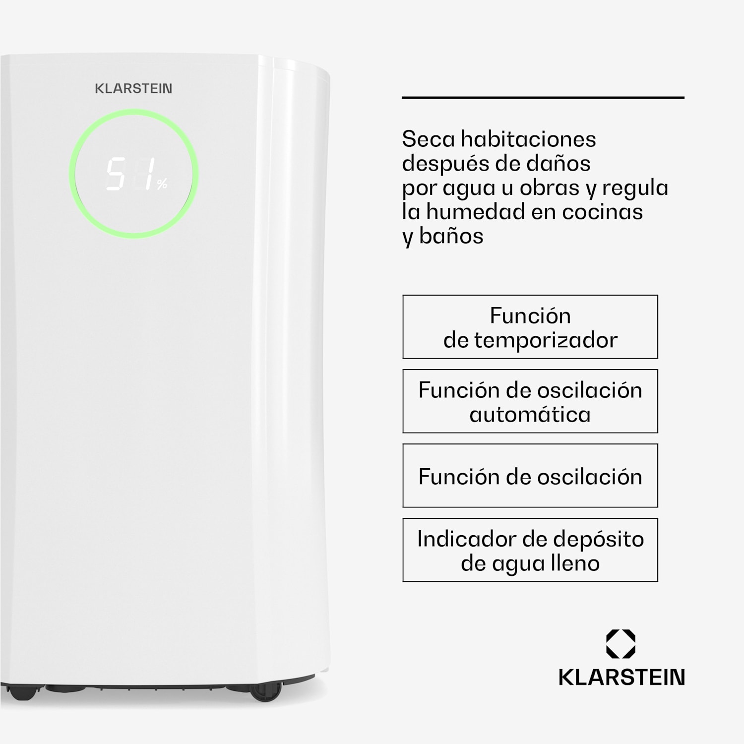 Deshumidificador DryFy ProConnect 24L | 24 L/día | 36 m² | WiFi | App | Indicador LED | Temporizador 24h 