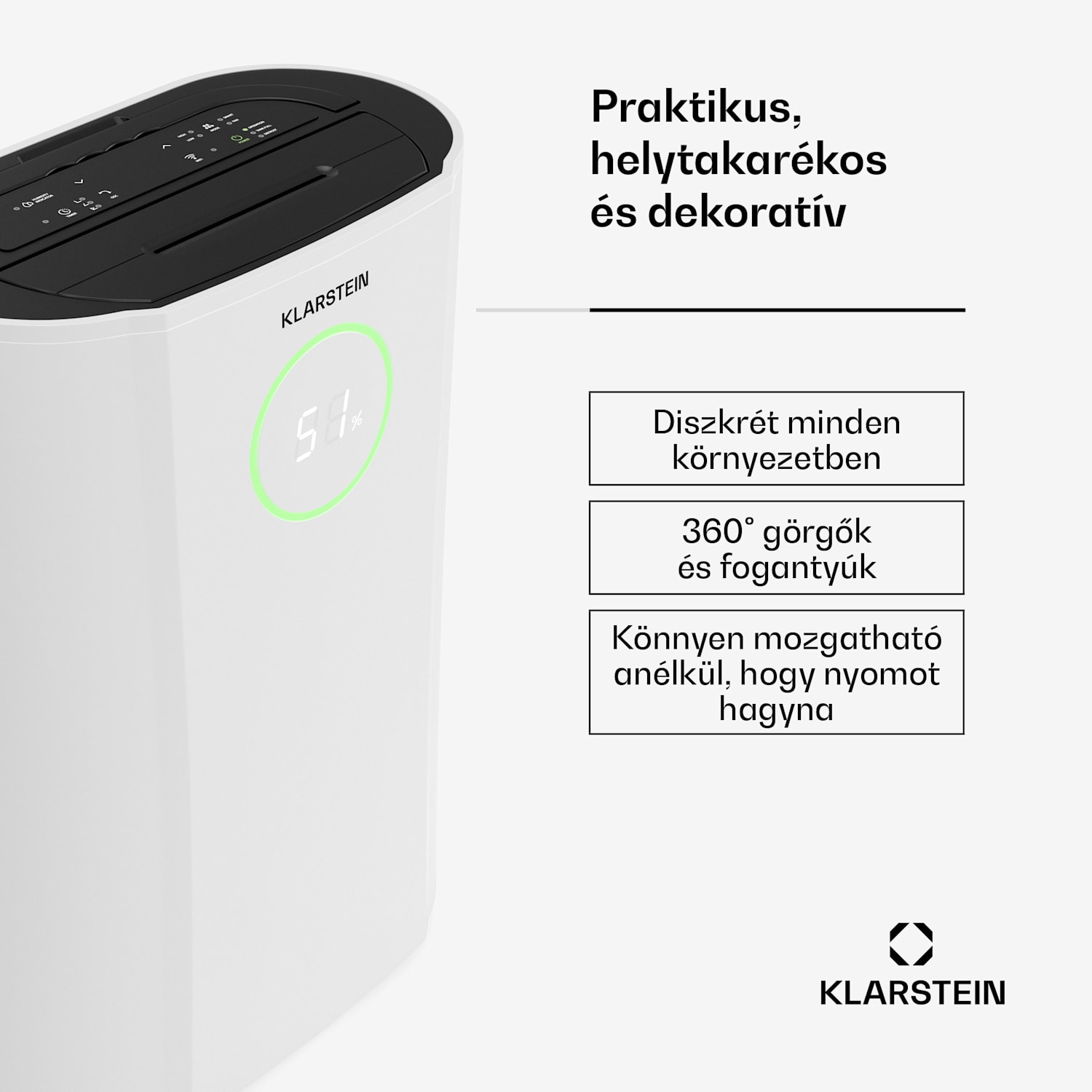 DryFy ProConnect 24 párátlanító, 24 l/nap, 30 m², WiFi, App, LED kijelző, 24-órás időzítő 24L/24h | Fehér | Igen