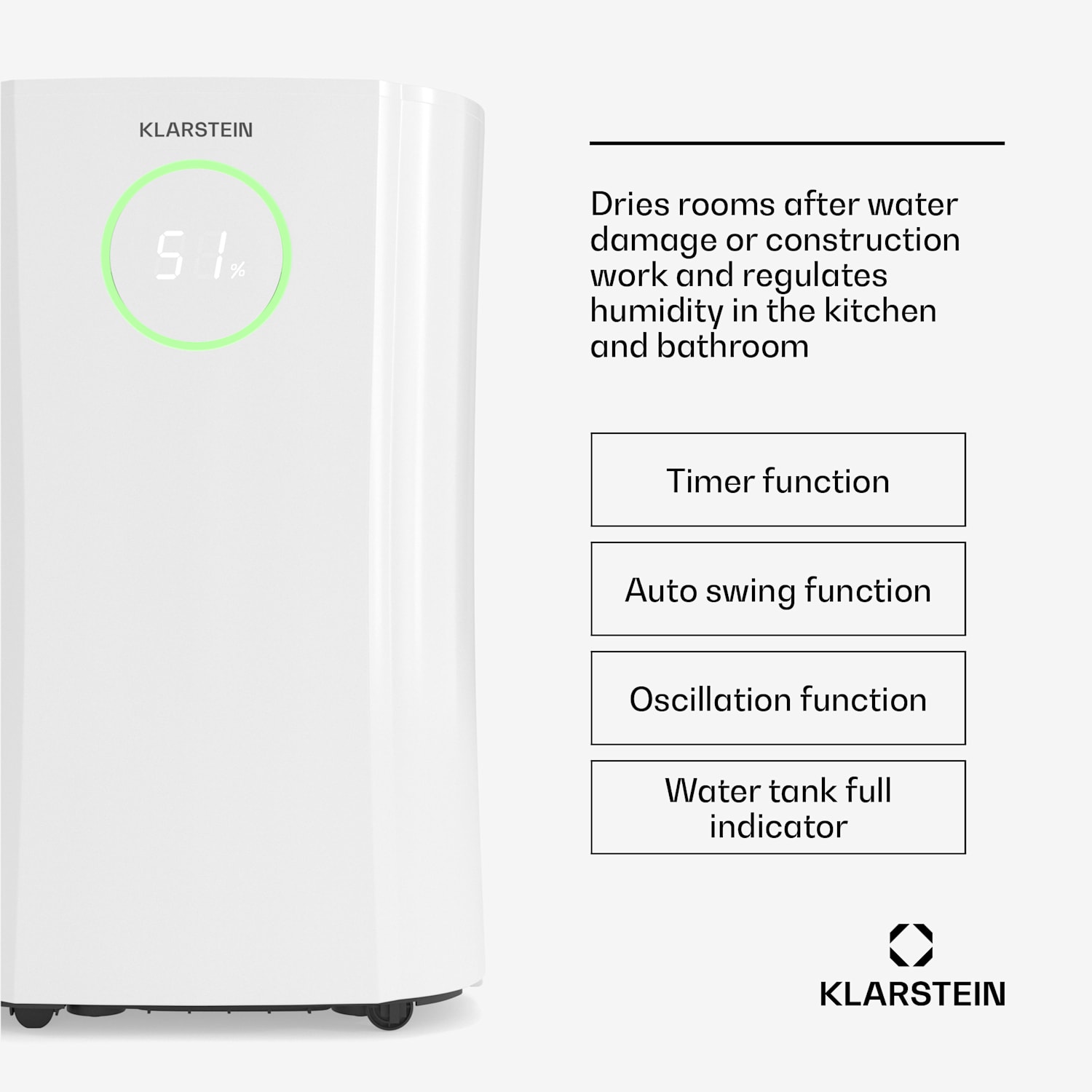 DryFy ProConnect 24L luchtontvochtiger | 24 L/dag | 36 m² | wifi | app | led-indicator | 24-uurs timer 