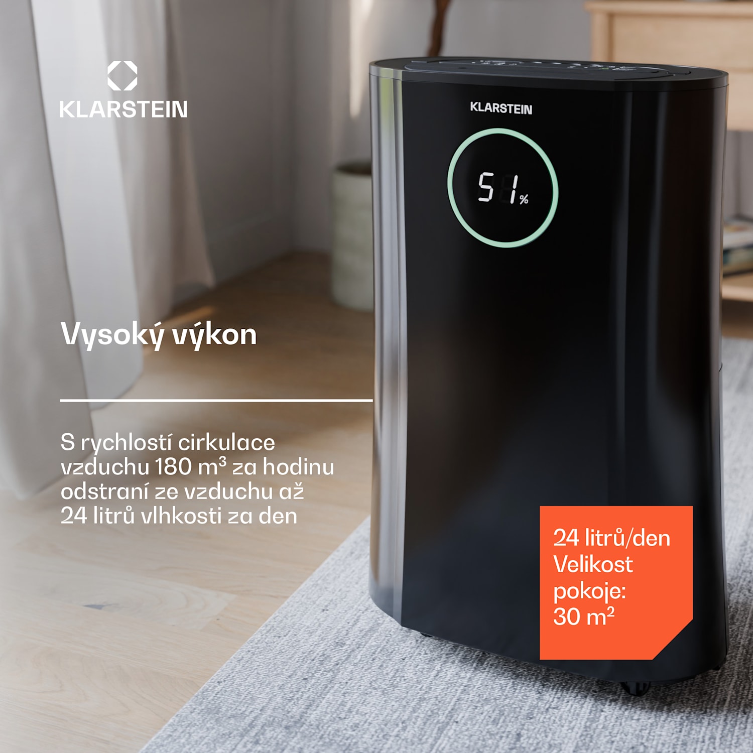DryFy ProConnect 24L odvlhčovač vzduchu, 24 l/den, 30 m², WiFi, Aplikace, LED indikátor, 24-hodinový časovač 