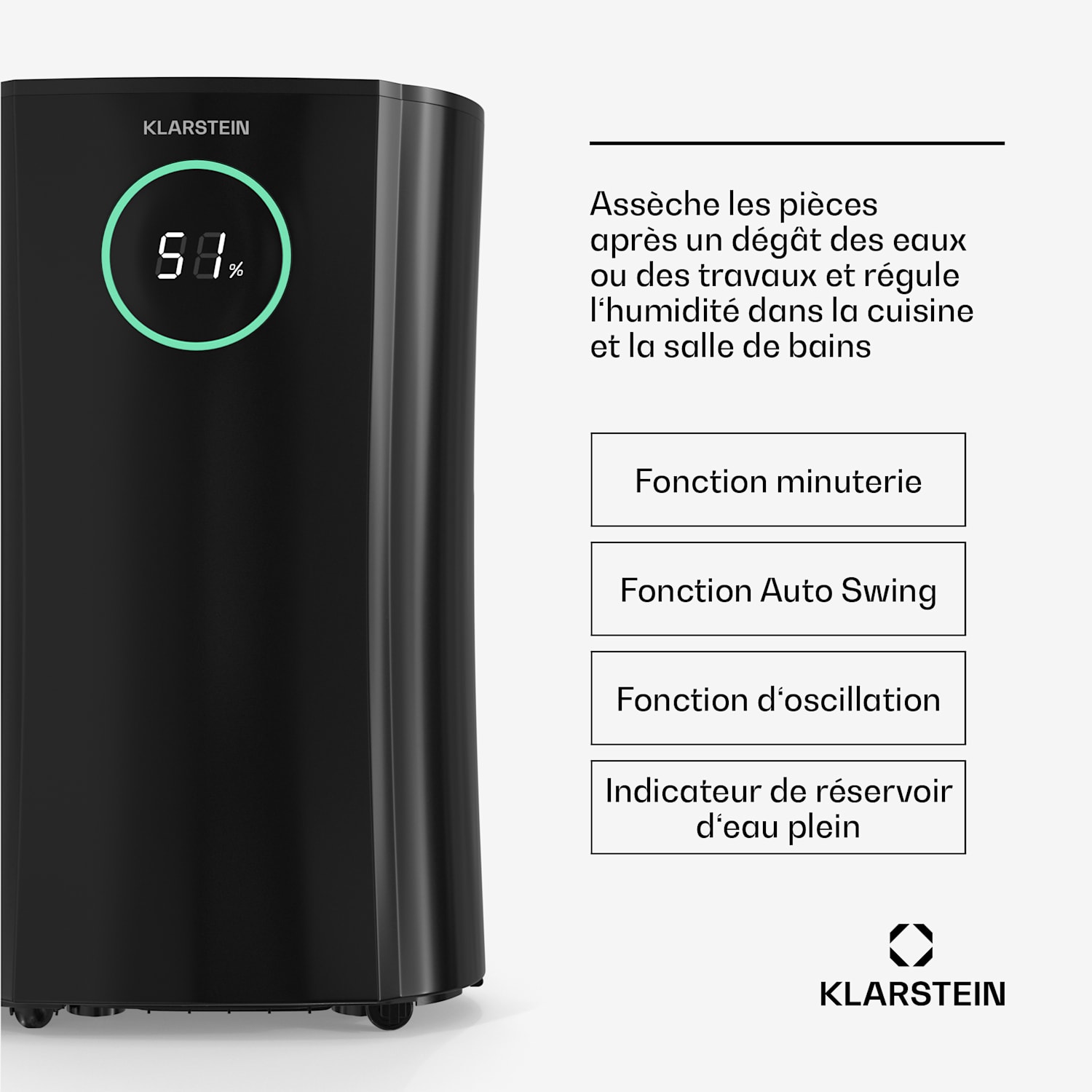 DryFy ProConnect 24L luchtontvochtiger | 24 L/dag | 36 m² | wifi | app | led-indicator | 24-uurs timer 