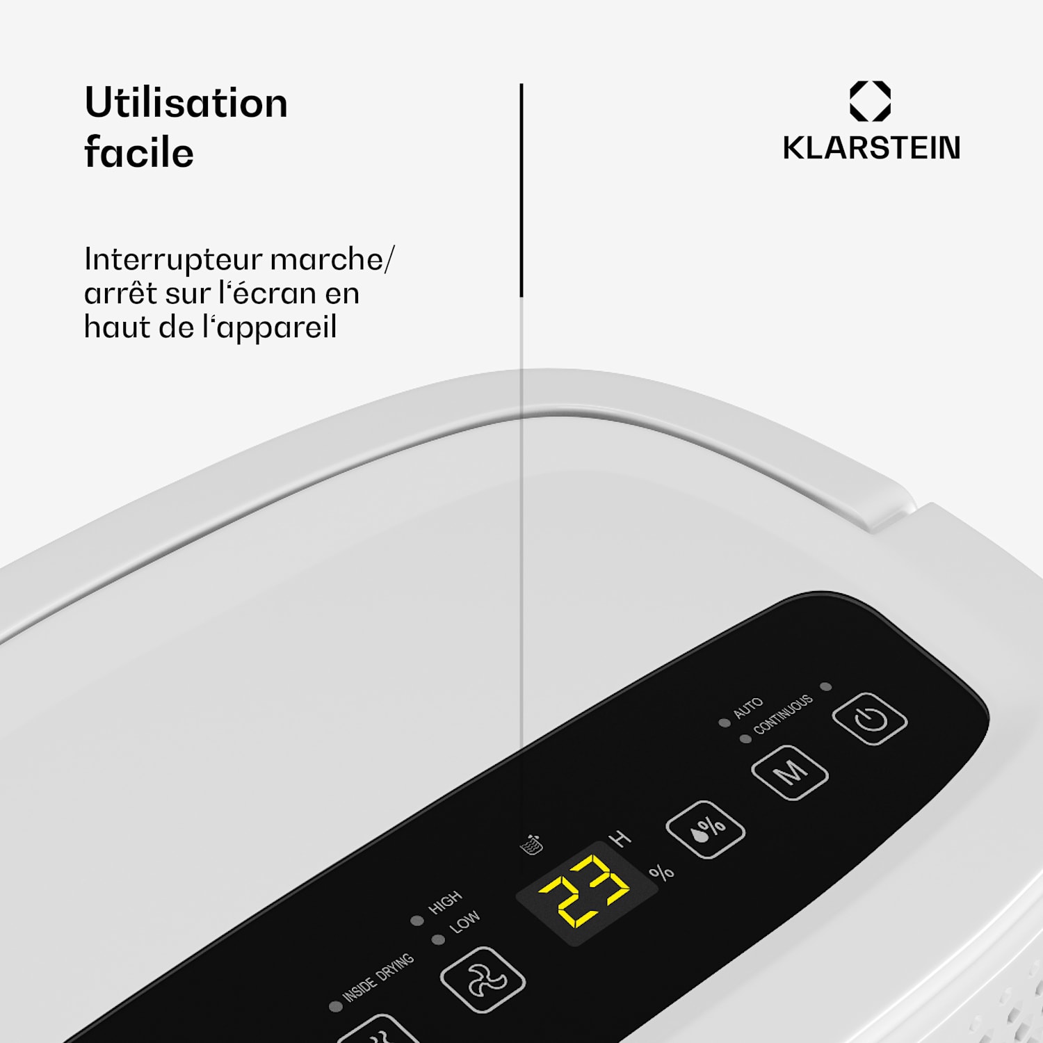 DryFy 10 L Déshumidificateur | 10 L/jour | 12 m² | 80 m³/h | Minuteur | Réservoir d'eau | mobile 