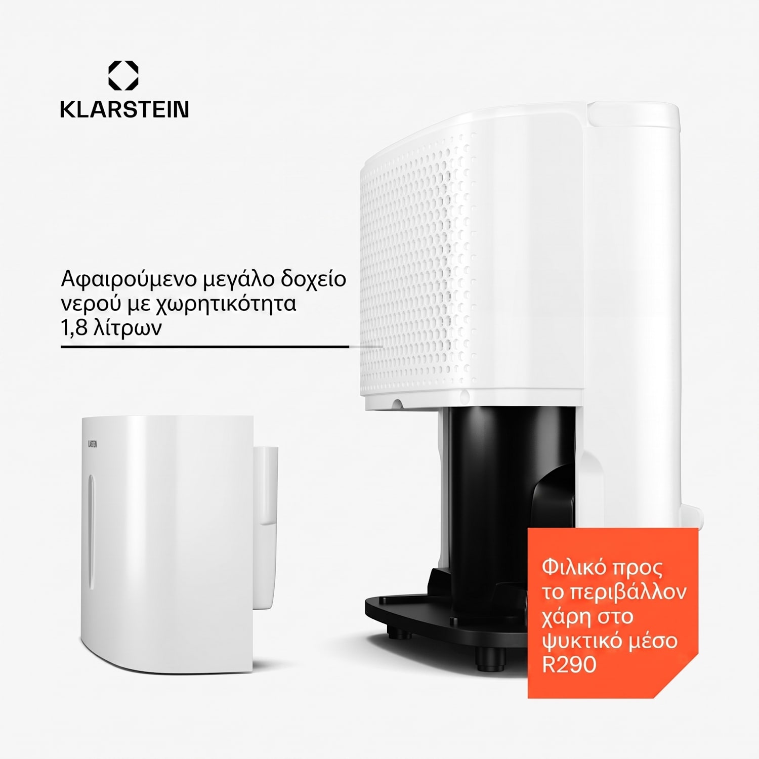 DryFy 10L αφυγραντήρας, 10 λ/ημέρα, 12m², 80 m³/h, χρονοδιακόπτης, δεξαμενή νερού, κινητός 10L/24h | Λευκό