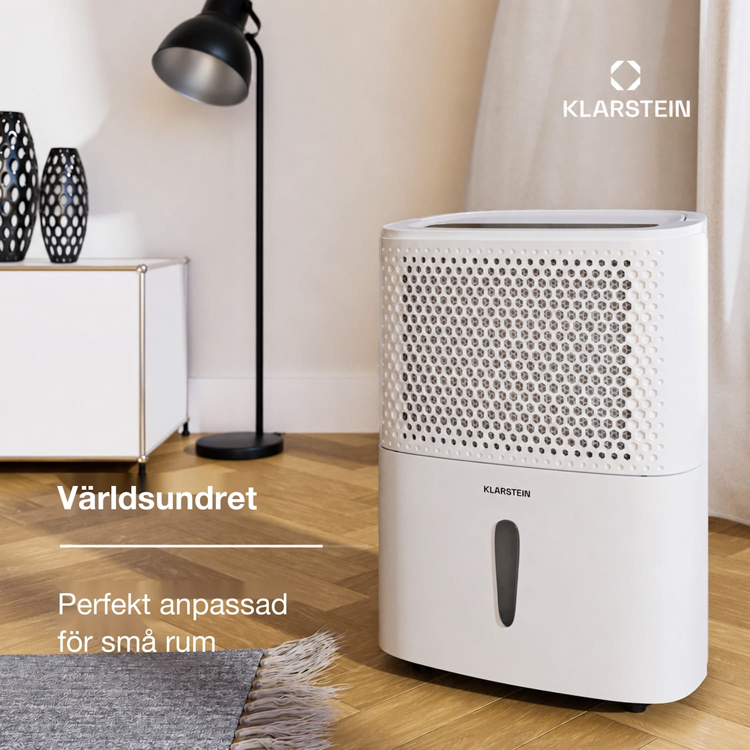 DryFy 10L luftavfuktare | 10 L/dag | 12m² | 80 m³/h | Timer | Vattentank | Mobil 10L/24h | Vit