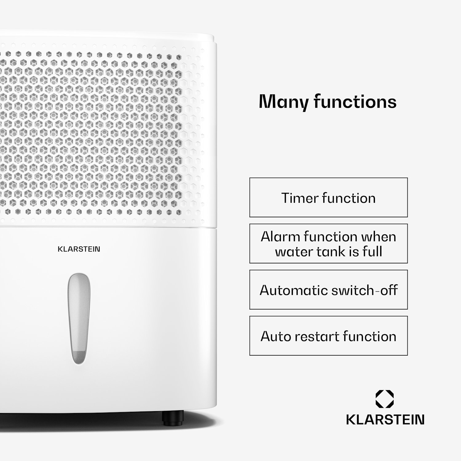 DryFy 10L dehumidifier | 10 L/day | 12m² | 80 m³/h | timer | water tank | mobile 